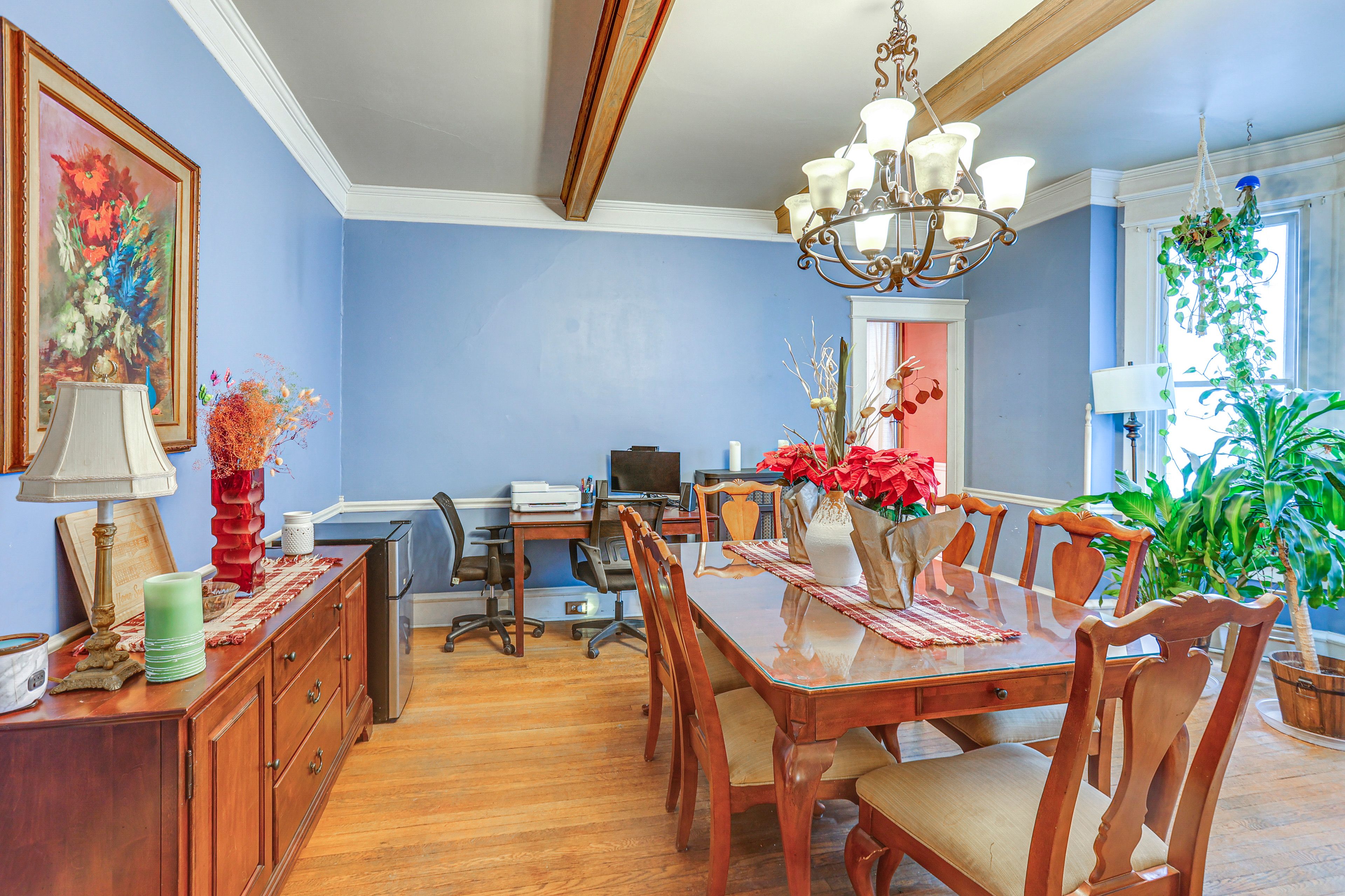 Dining Room | Laptop-Friendly Workspace | Dishware & Flatware | 1st Floor