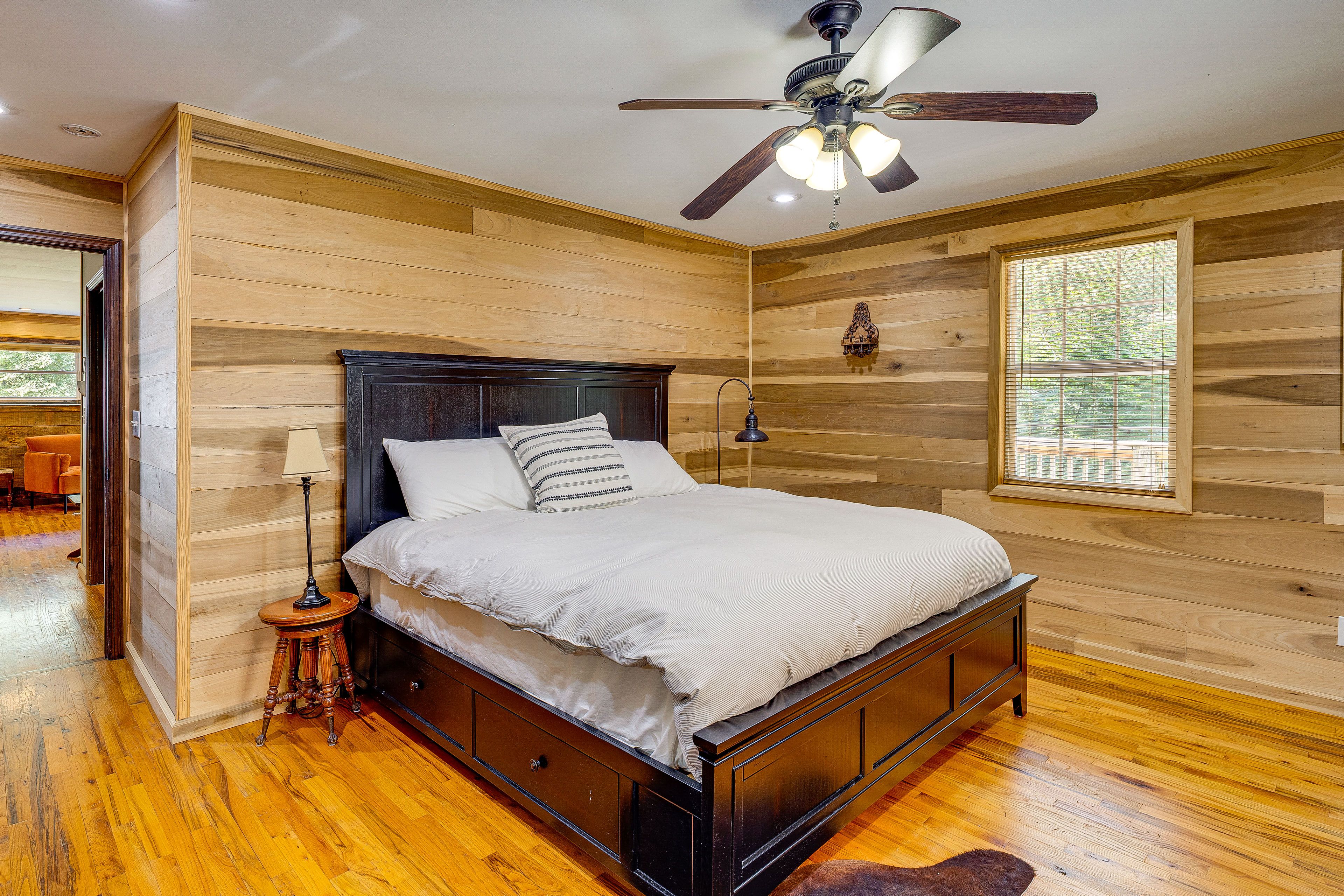 Bedroom 1 | Main Level | King Bed | Full Futon | Window A/C Unit