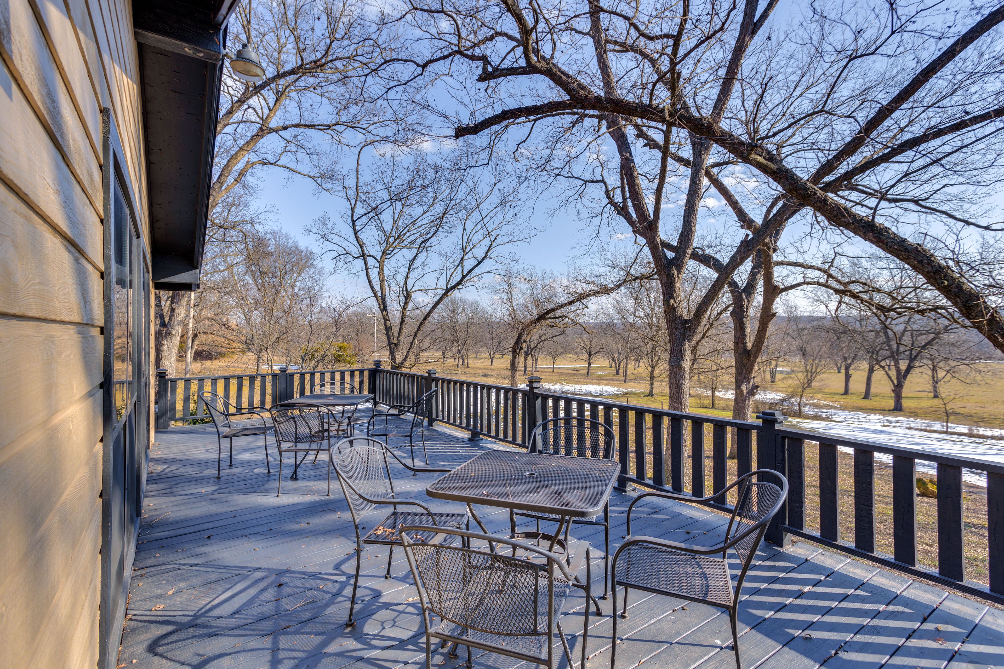 Cabin Exterior | Furnished Deck | 2 Dining Areas