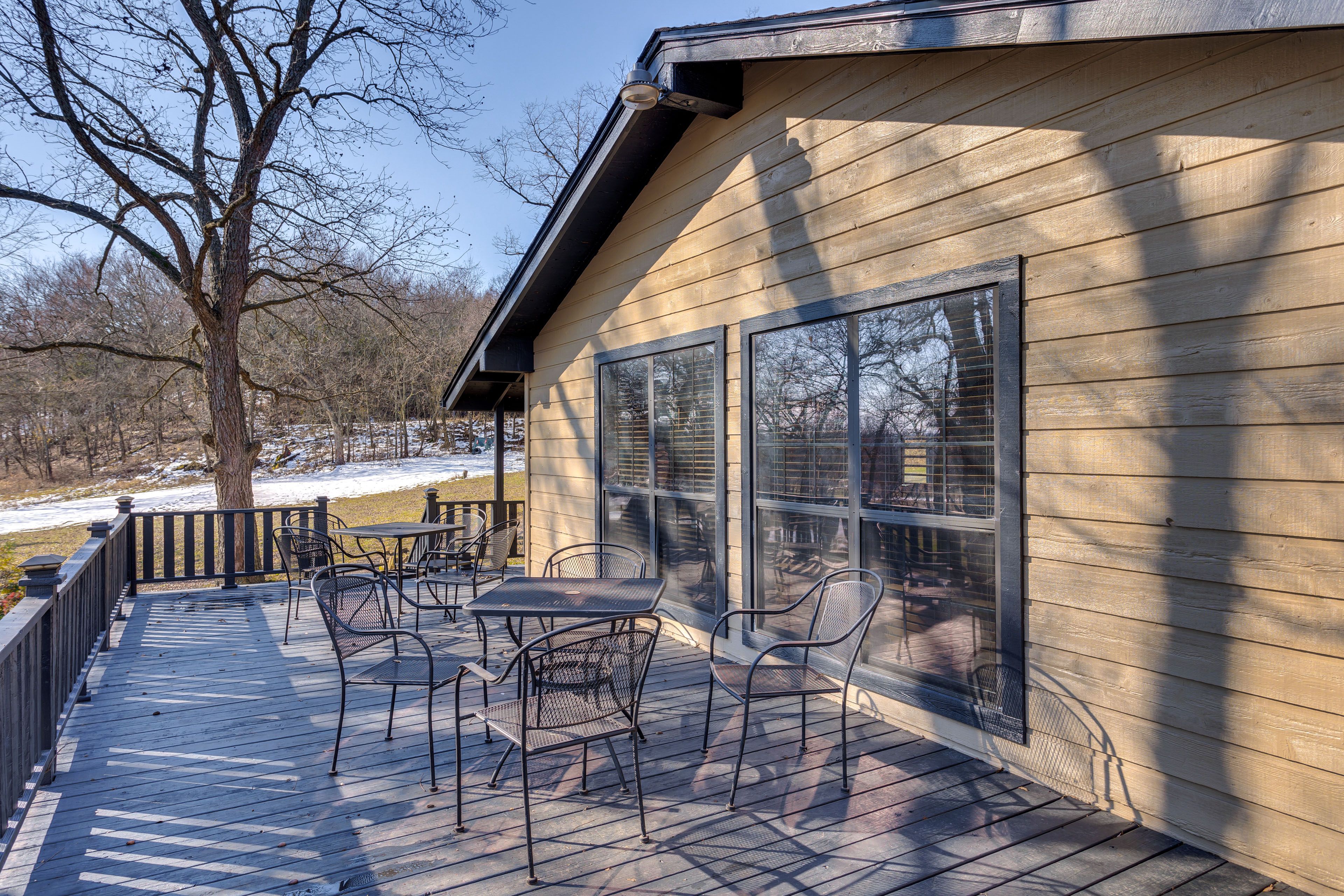 Cabin Exterior | Furnished Deck | 2 Dining Areas