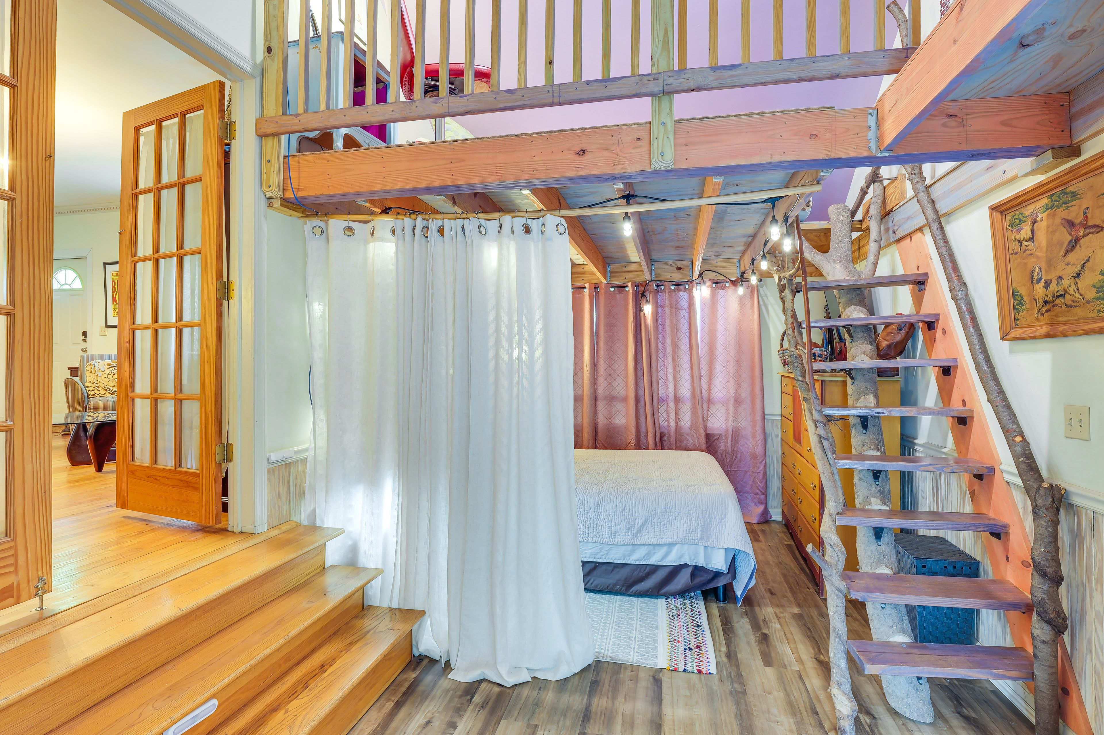 Bedroom 5 | Steps to Enter | Queen Bed | Lofted Queen Bed | Smart TV