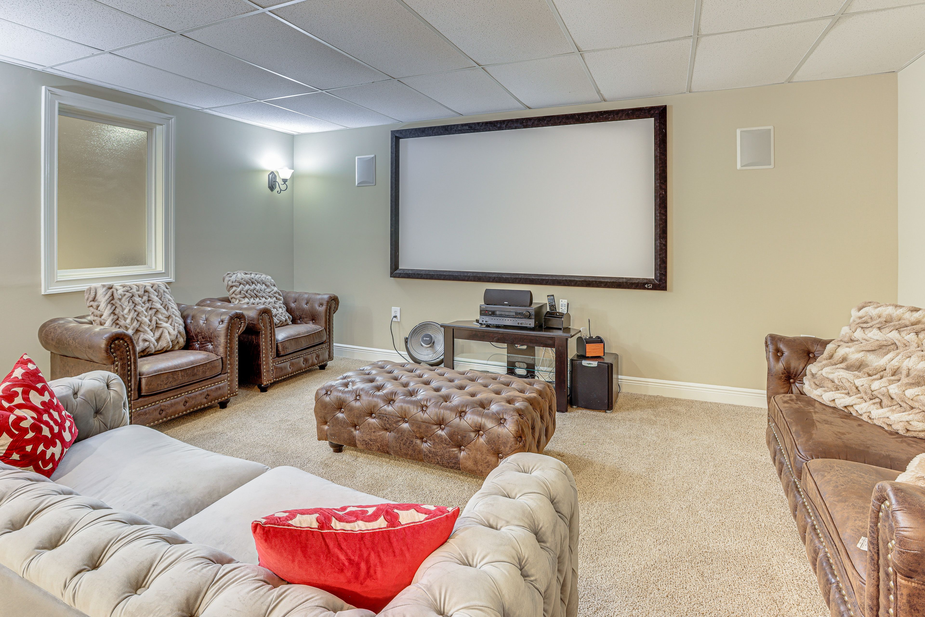 Basement | Lower Level | Movie Projector w/ Screen | Queen Floor Mattress