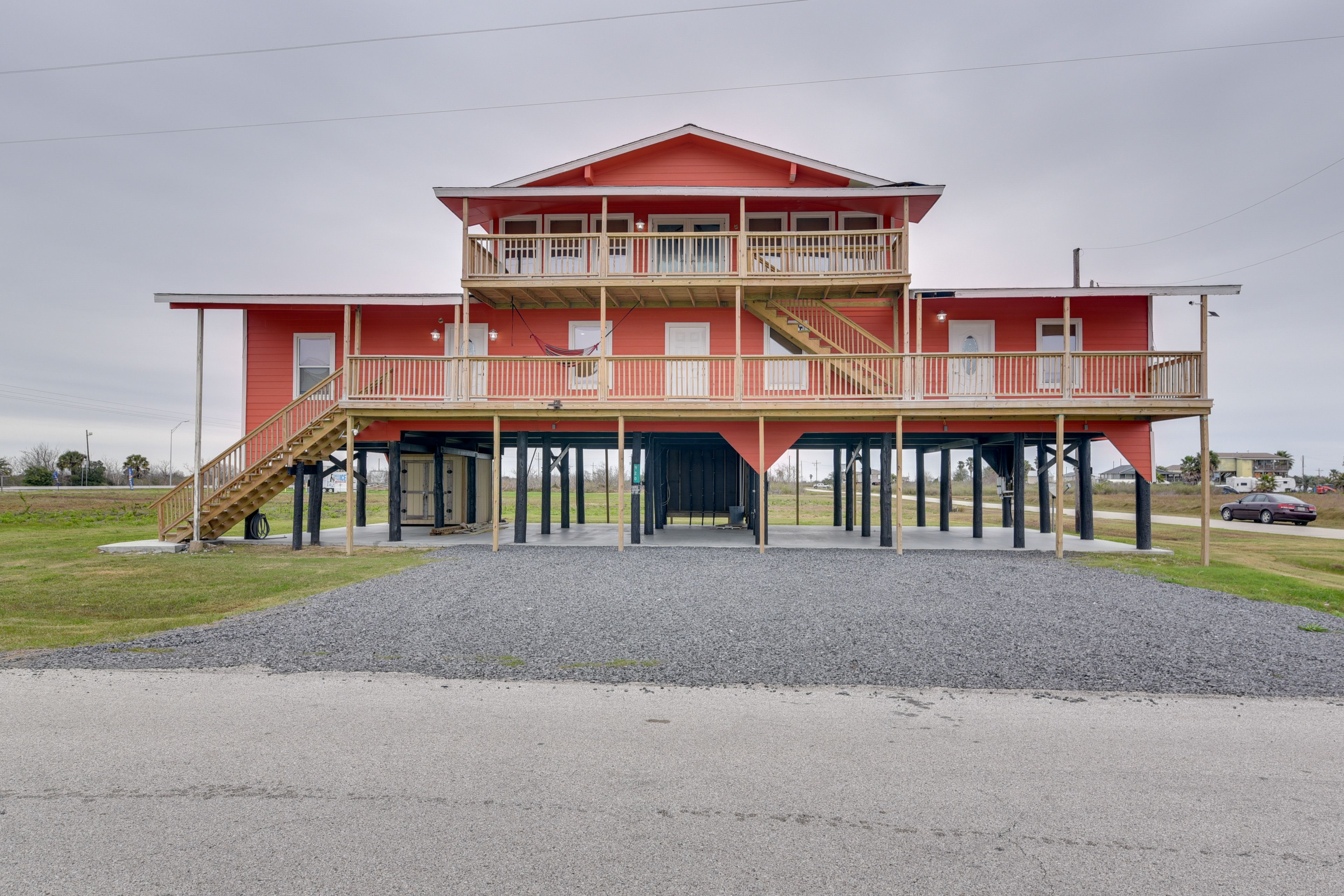 Port Bolivar Vacation Rental | 2BR | 1BA | 900 Sq Ft | Stairs Required