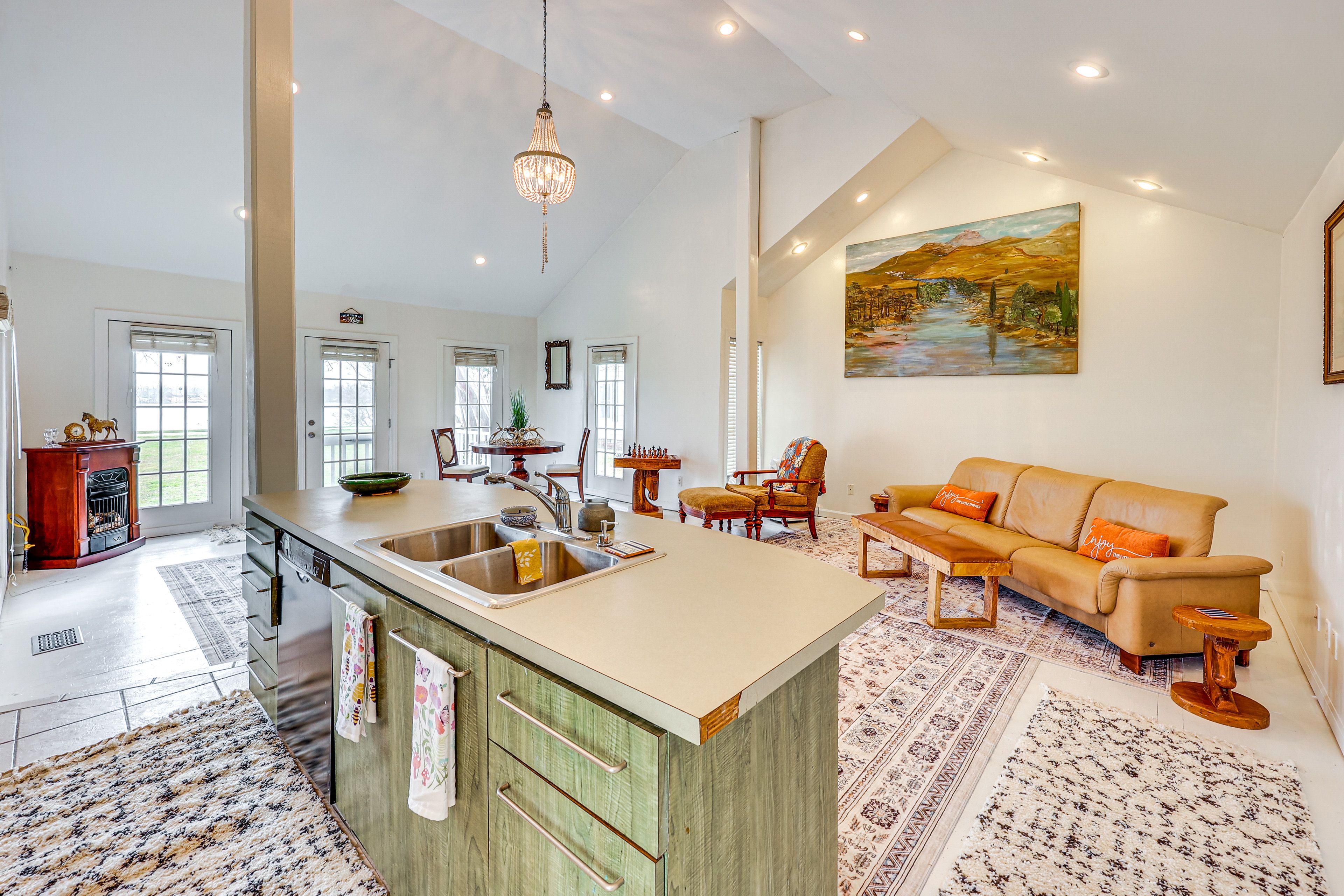 Open-Concept Living Area | Chessboard | Dining Table | Breakfast Bar