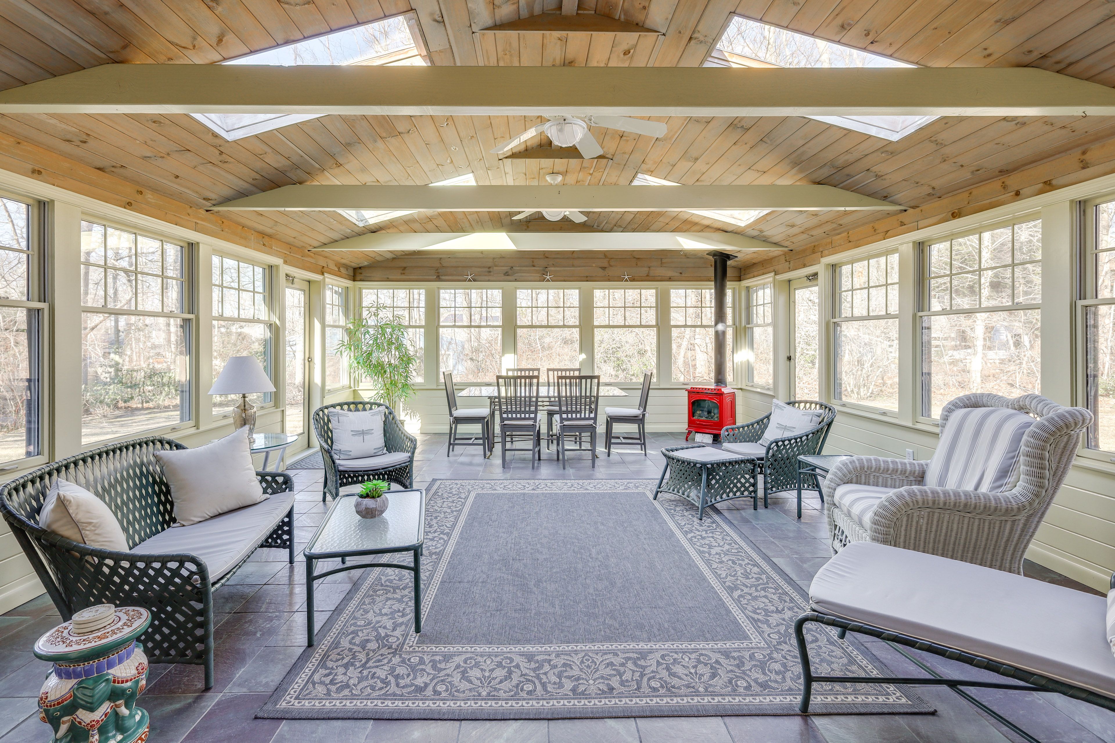 Furnished Sunroom | 2-Story Home | Free WiFi | Central Heating | Window A/C Unit