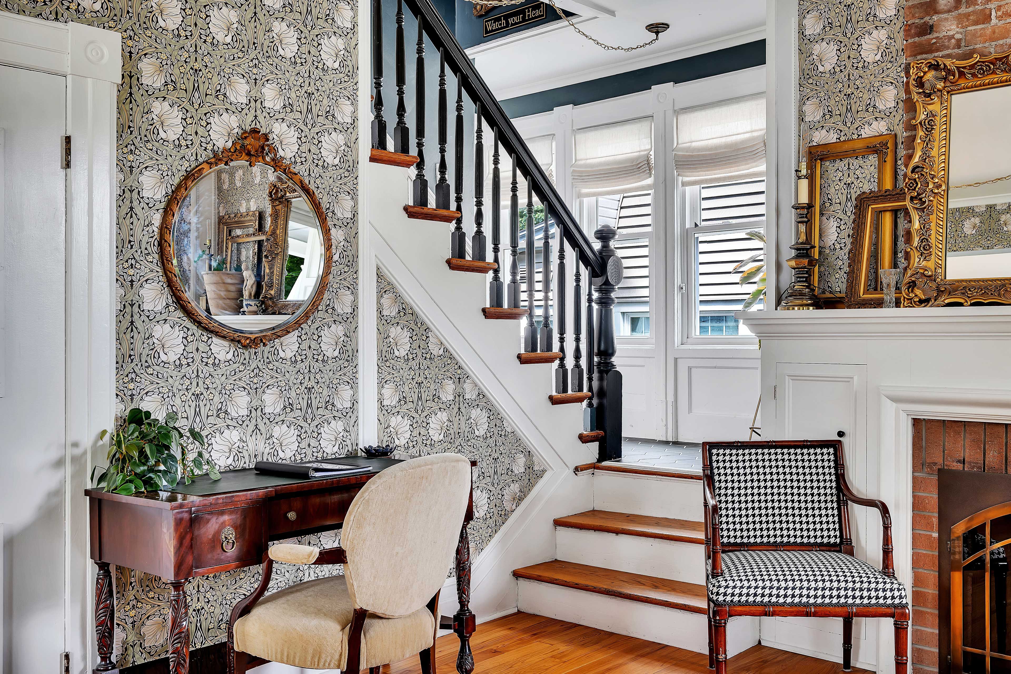 Entryway | 1st Floor | Fireplace | Desk