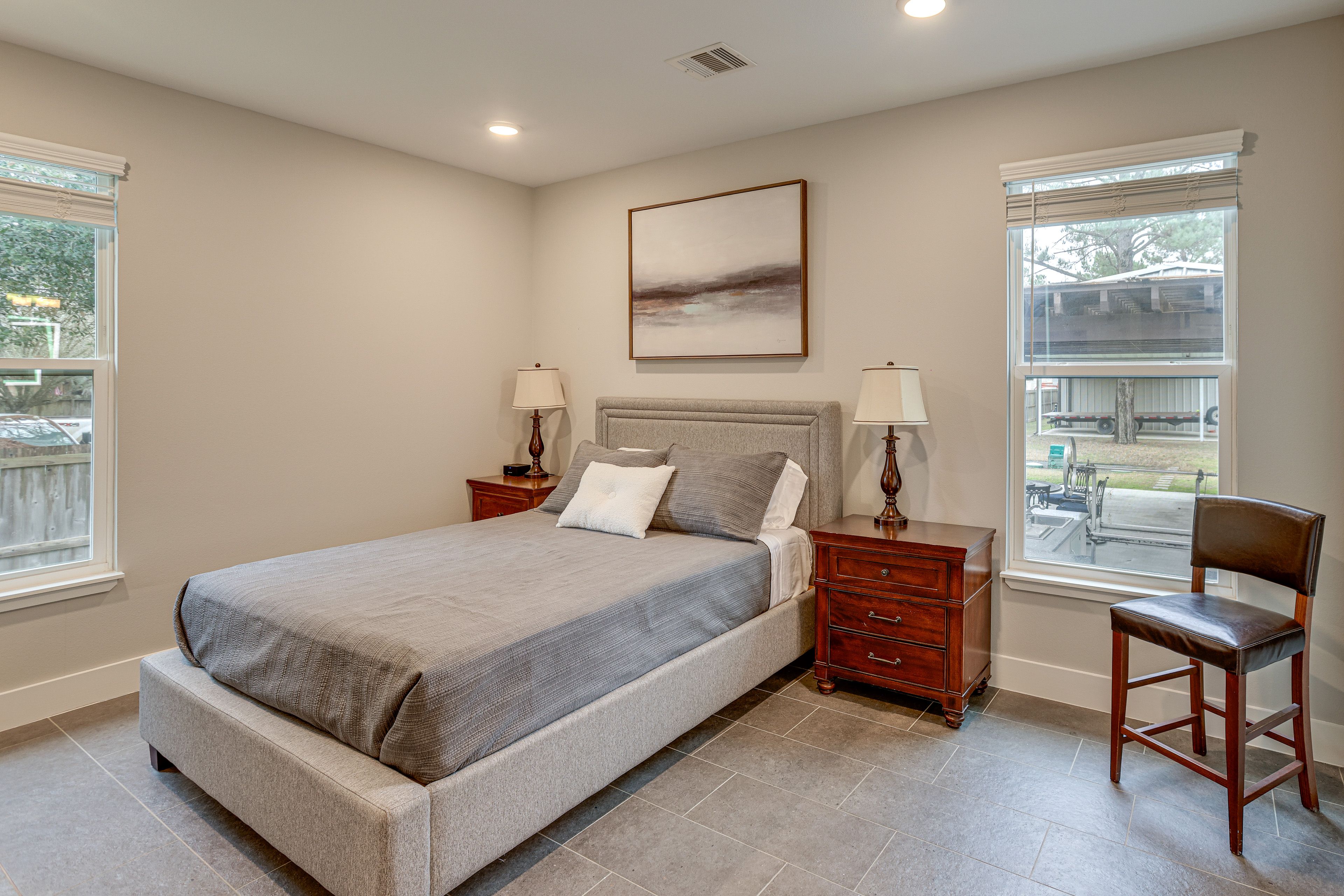 Bedroom 1 | 1st Floor | Queen Bed | Linens Provided | Walk-In Closet | Smart TV