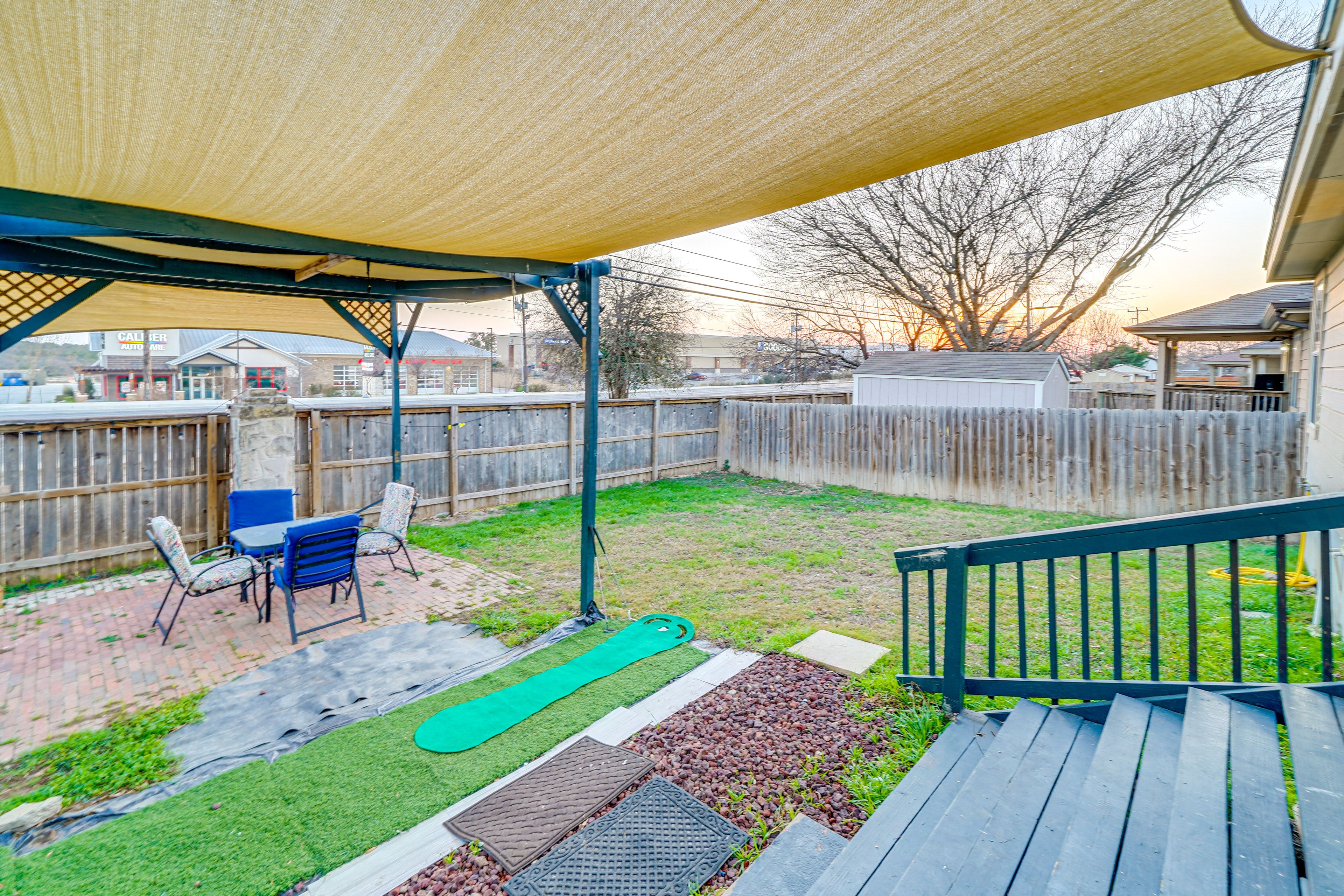 Fenced-In Yard | Outdoor Dining Area | Single-Story Home