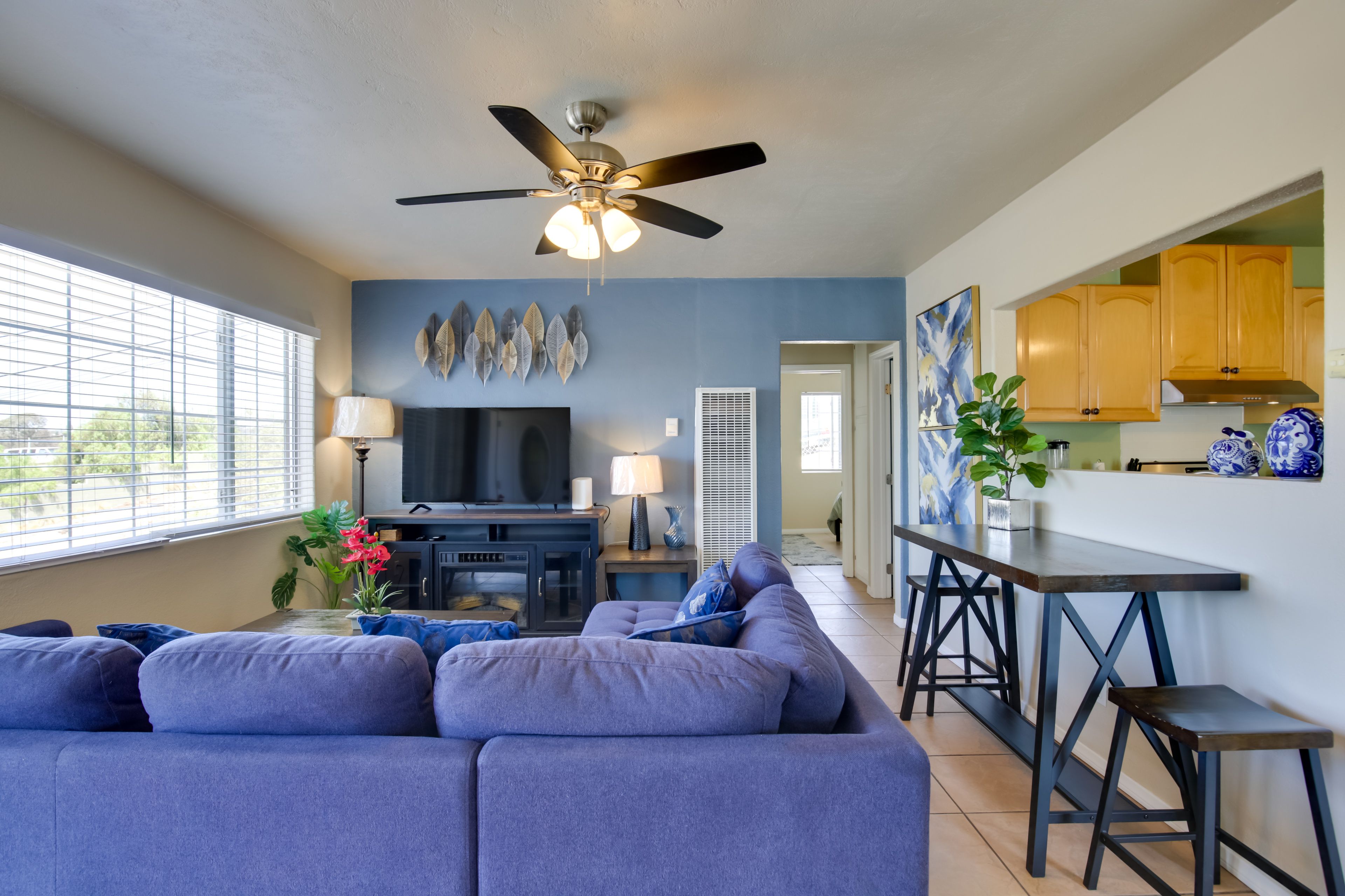 Living Area | Smart TV | Electric Fireplace