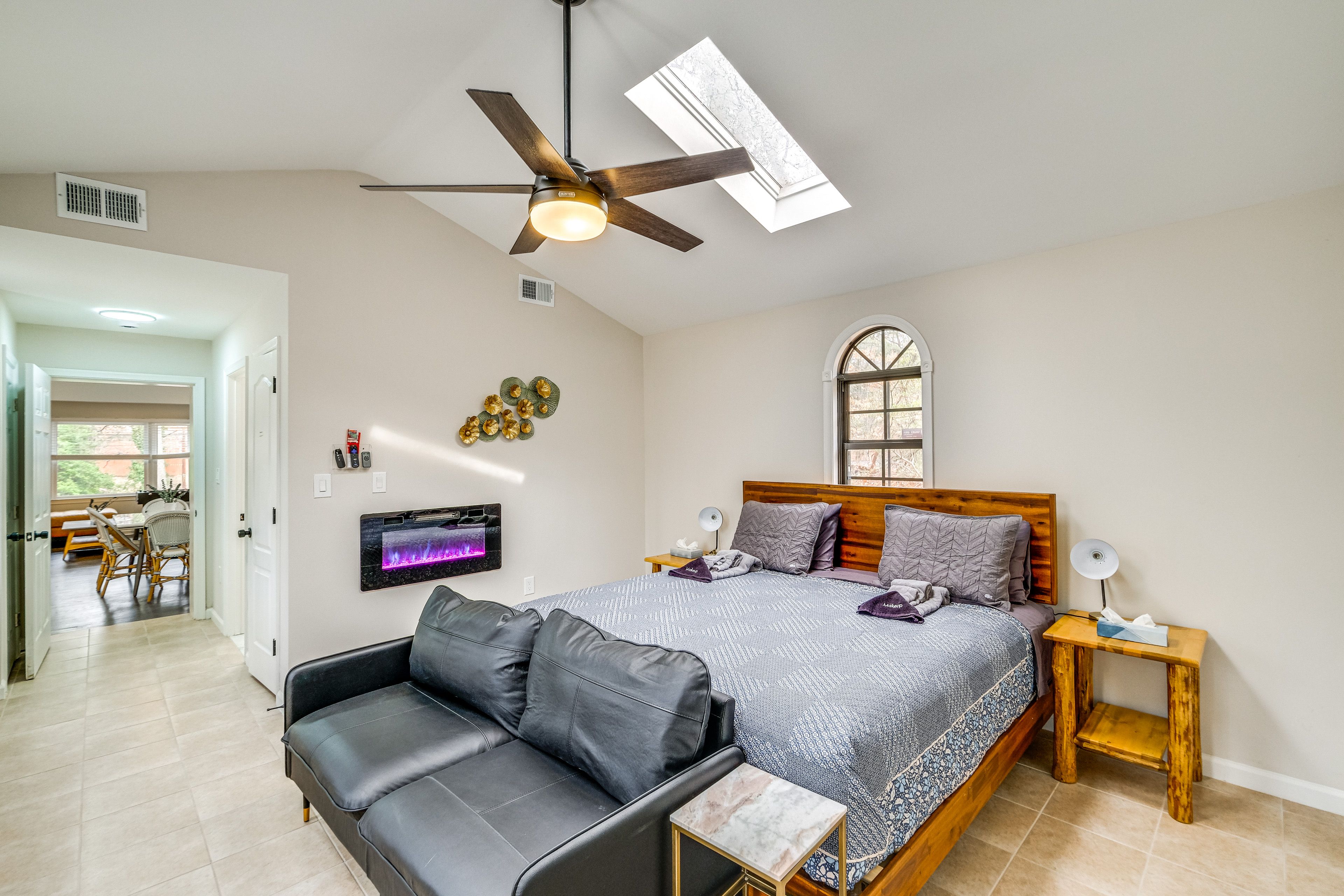 Bedroom 1 | King Bed | Electric Fireplace