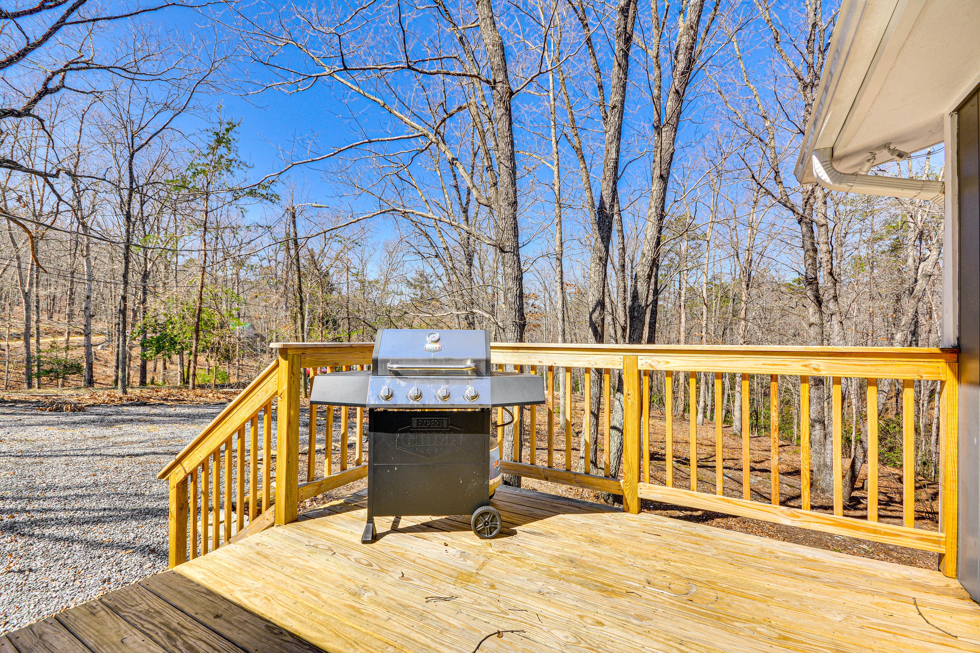Private Deck | Propane Grill | Wooded Views