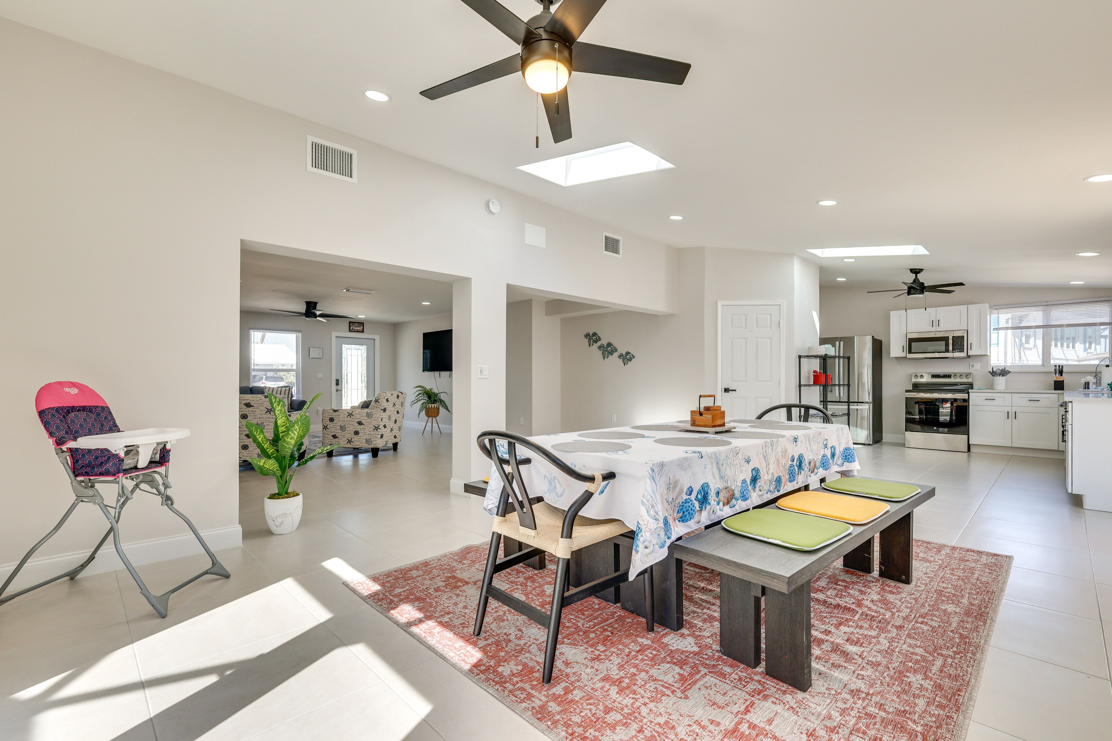 Dining Area | Dishware/Flatware | Trash Bags/Paper Towels | High Chair