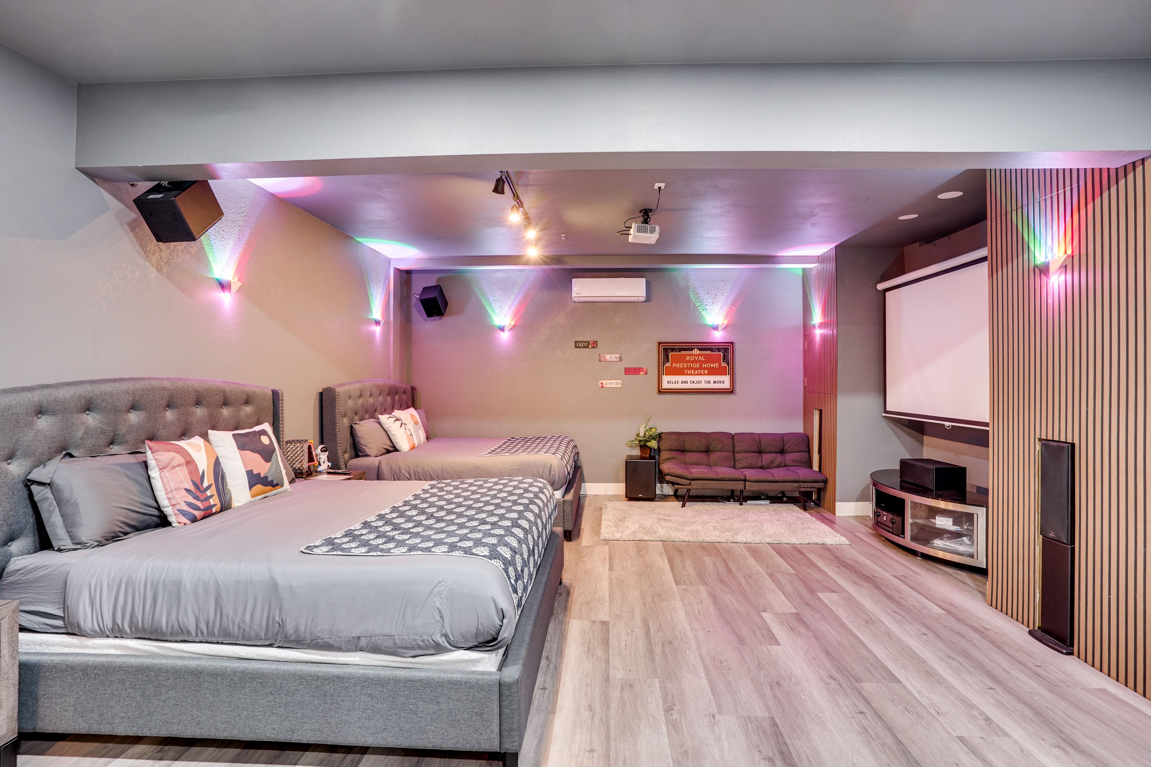 Theater Room | 1st Floor | 2 King Beds | Projector Screen