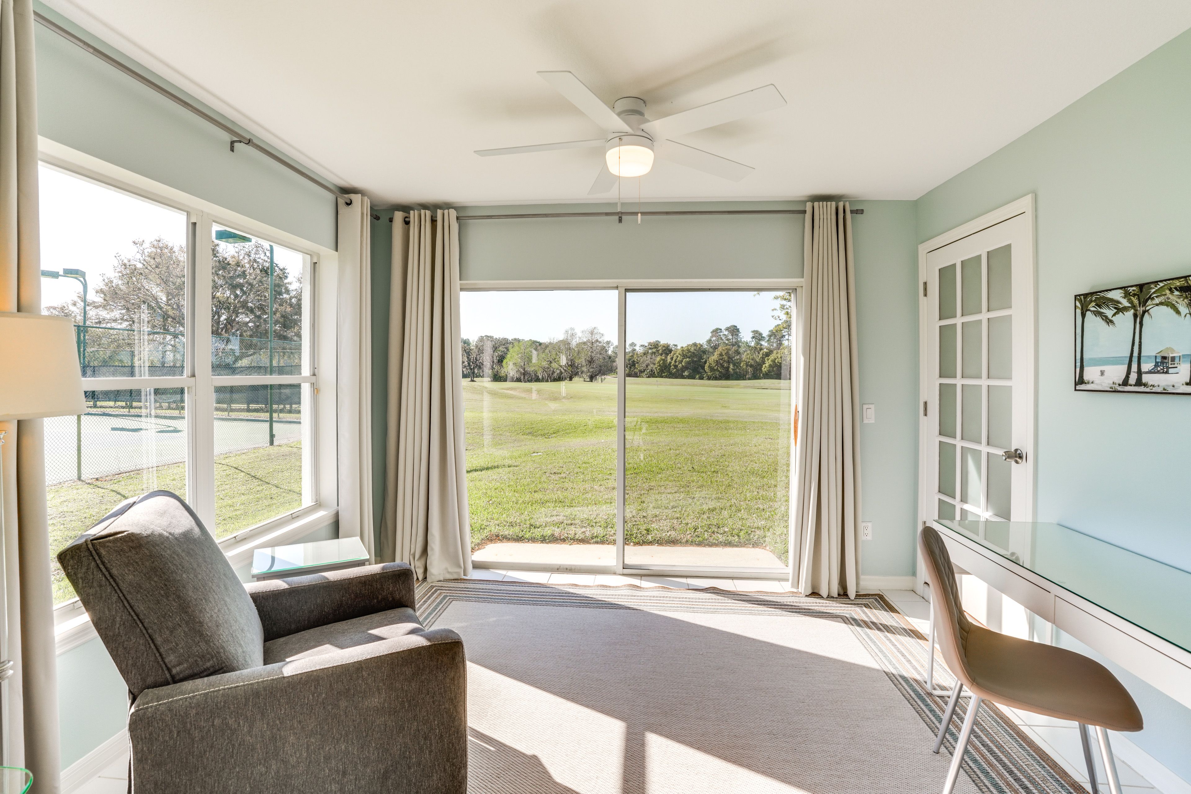 Sunroom | Golf Course Views | Laptop-Friendly Workspace