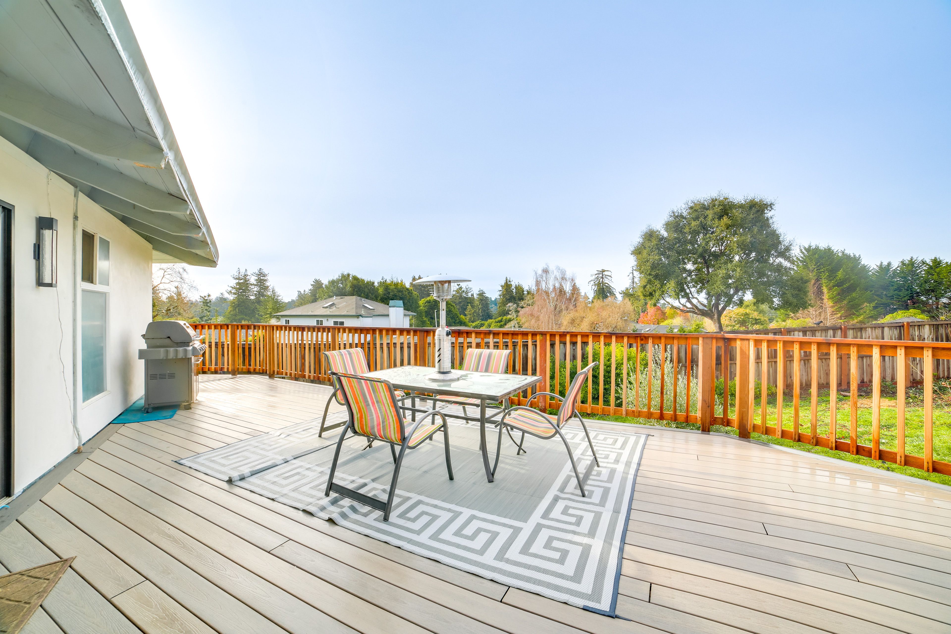 Private Deck | Dining Area | Gas Grill | Single-Story Home