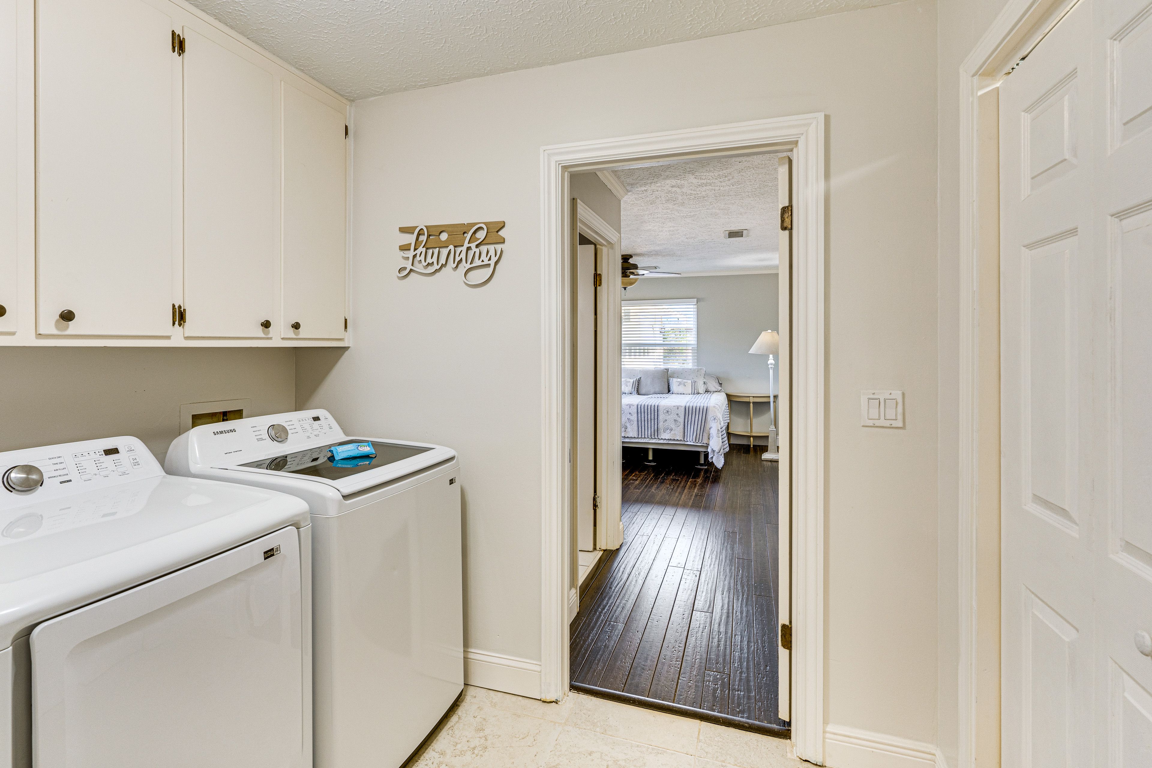Laundry Area | 1st Floor | Washer/Dryer | Hangers | Iron/Board