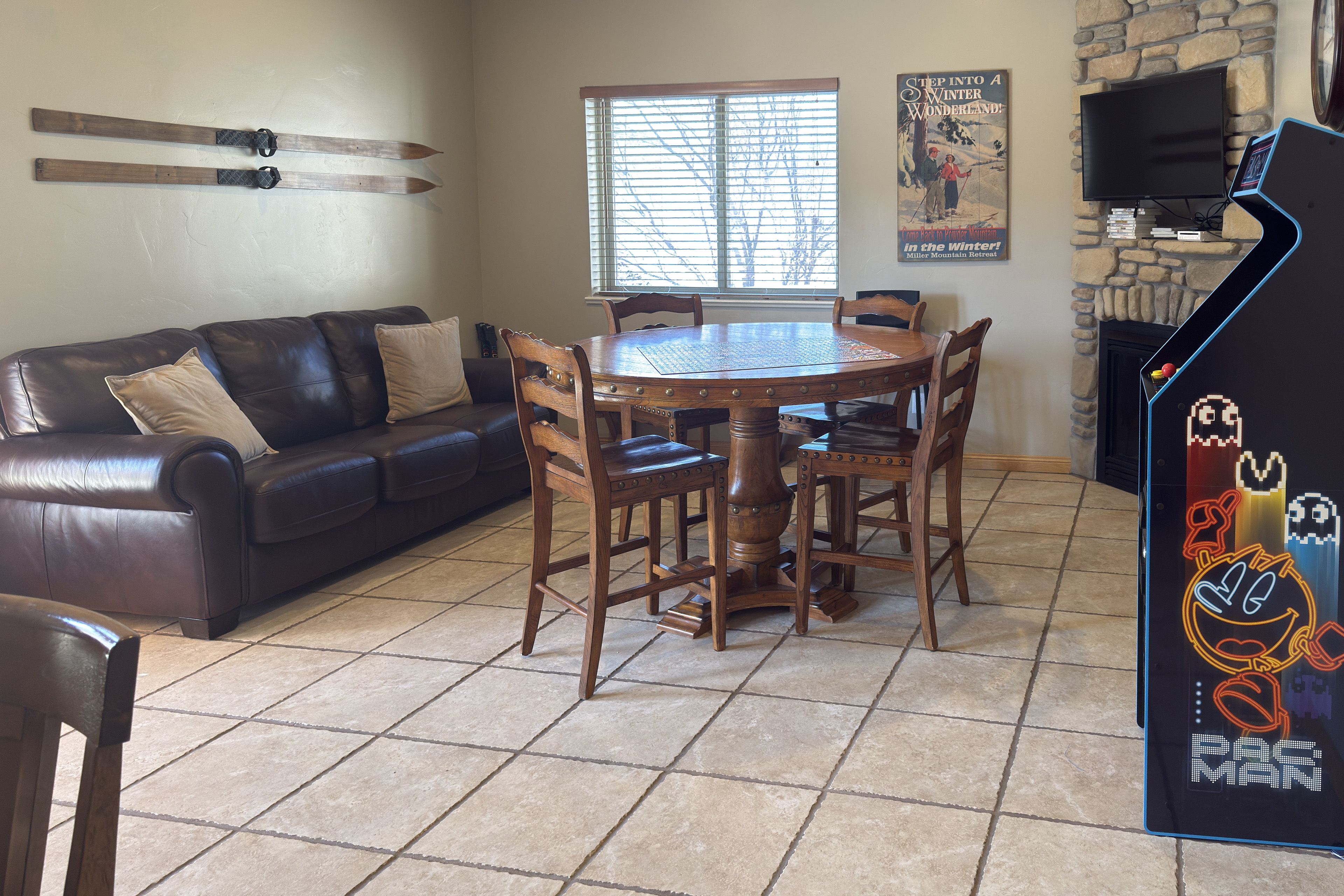 Downstairs Dining Area | Kitchenette | Pac Man Arcade