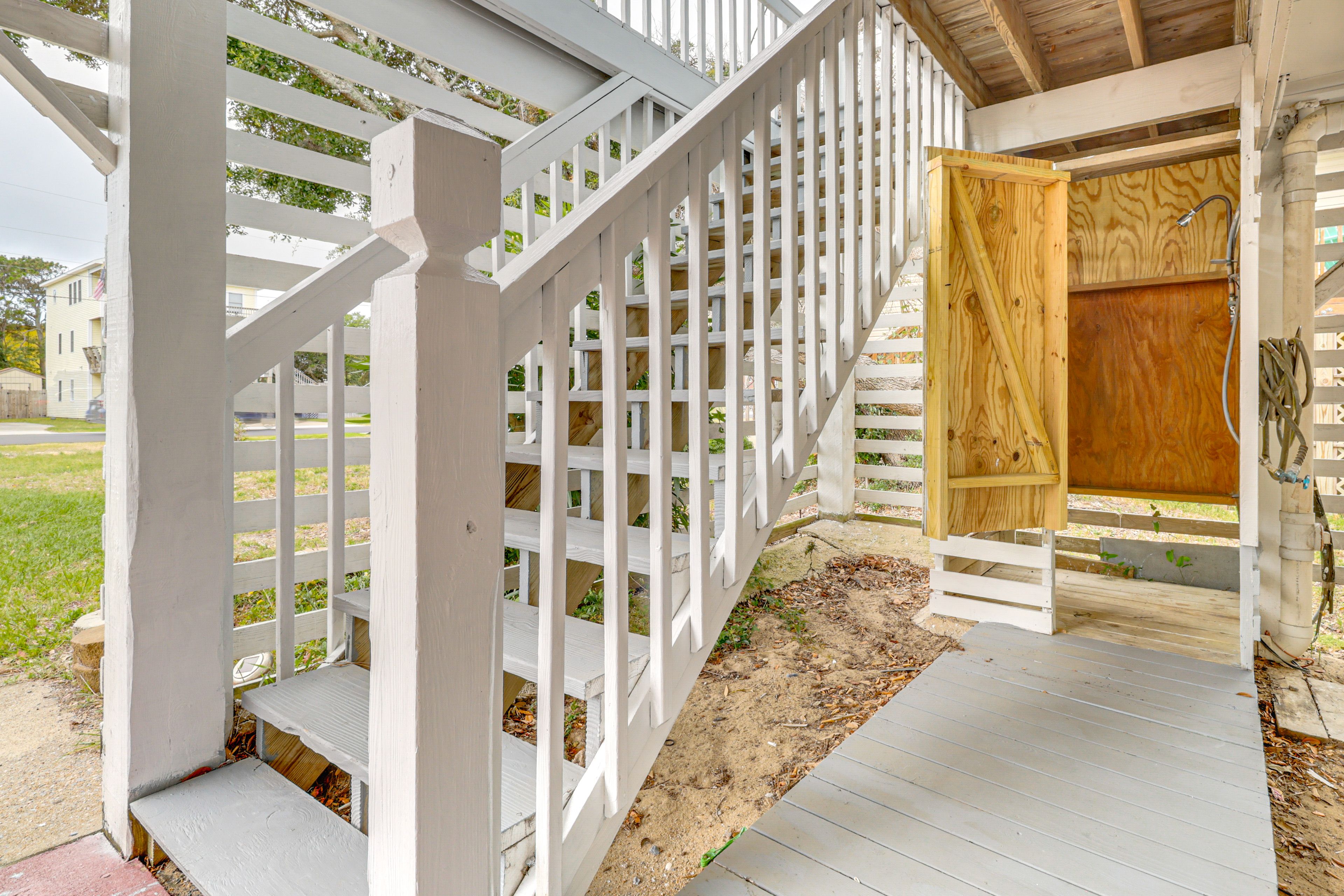 Staircase to Access Property | Outdoor Shower