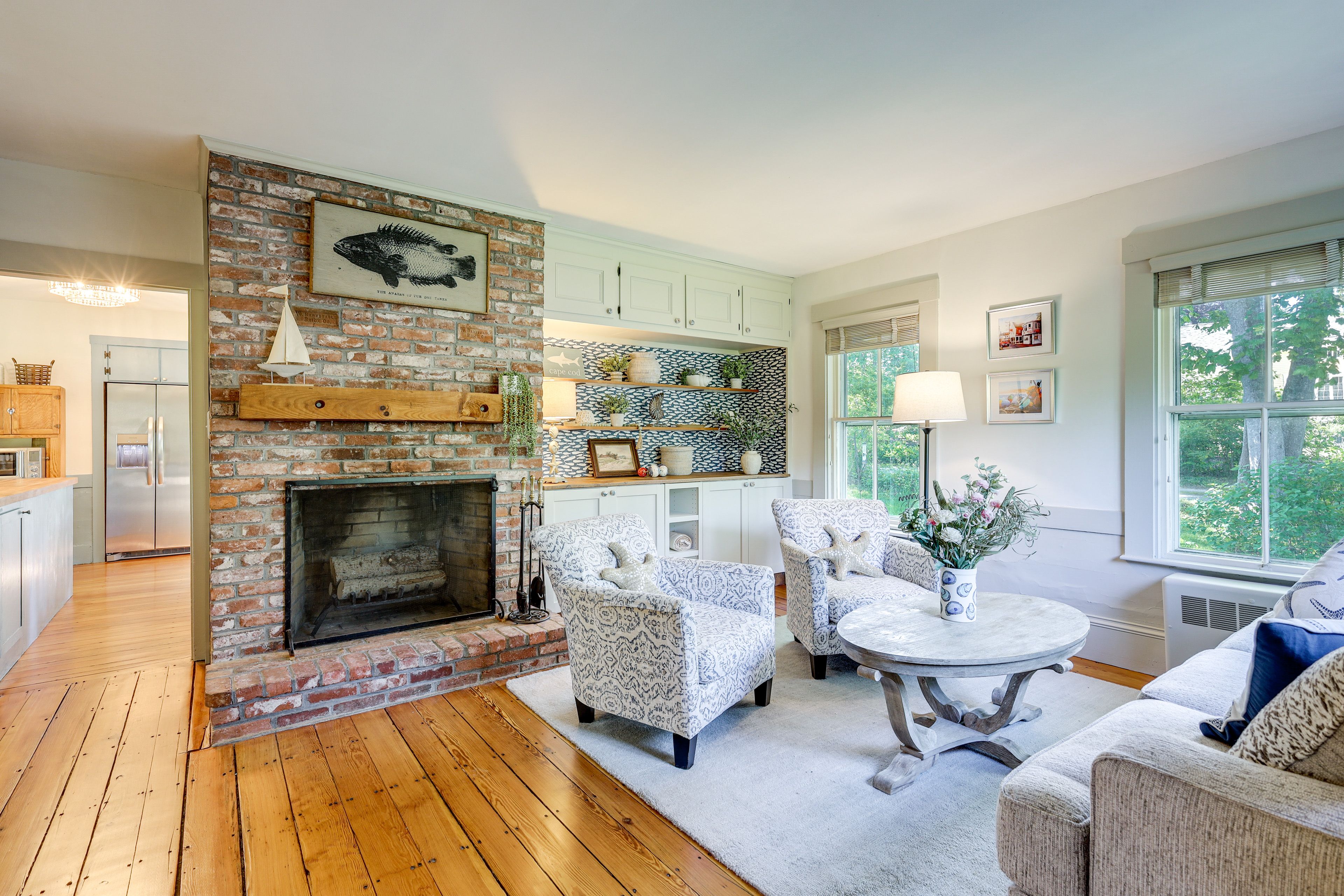Living Room | 2-Story Home | Central Heating | Antique Wood Floors
