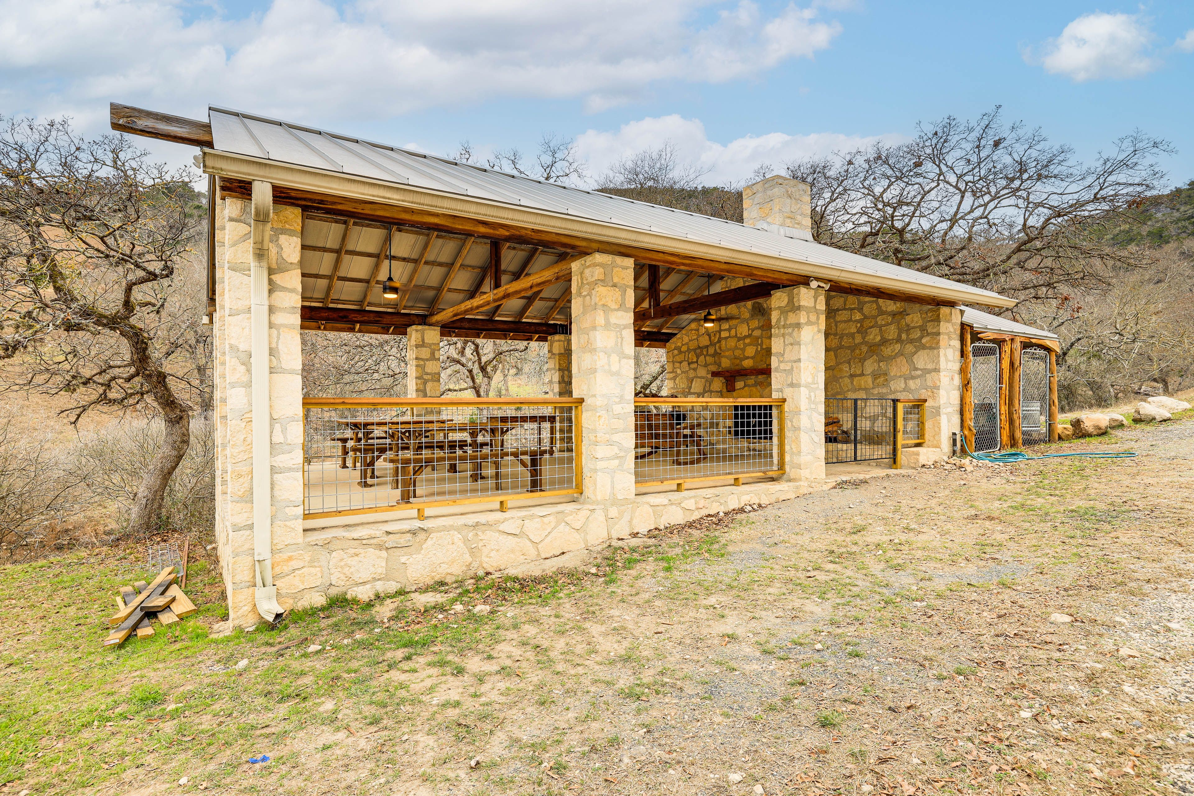 Detached Pavilion | Outdoor Fireplace | 2 Dining Areas