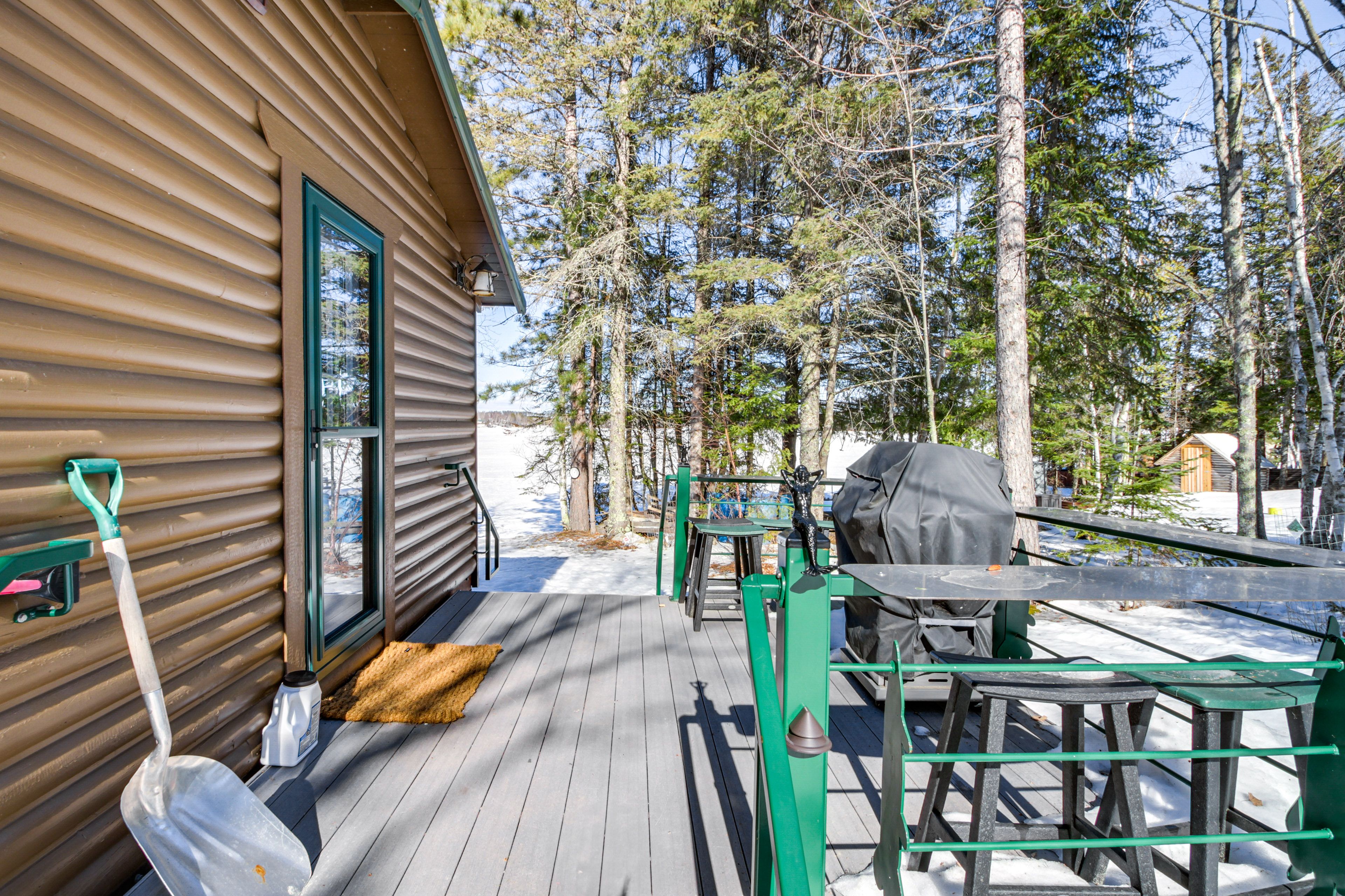 Cabin Exterior | Furnished Deck | Dining Area | Gas Grill