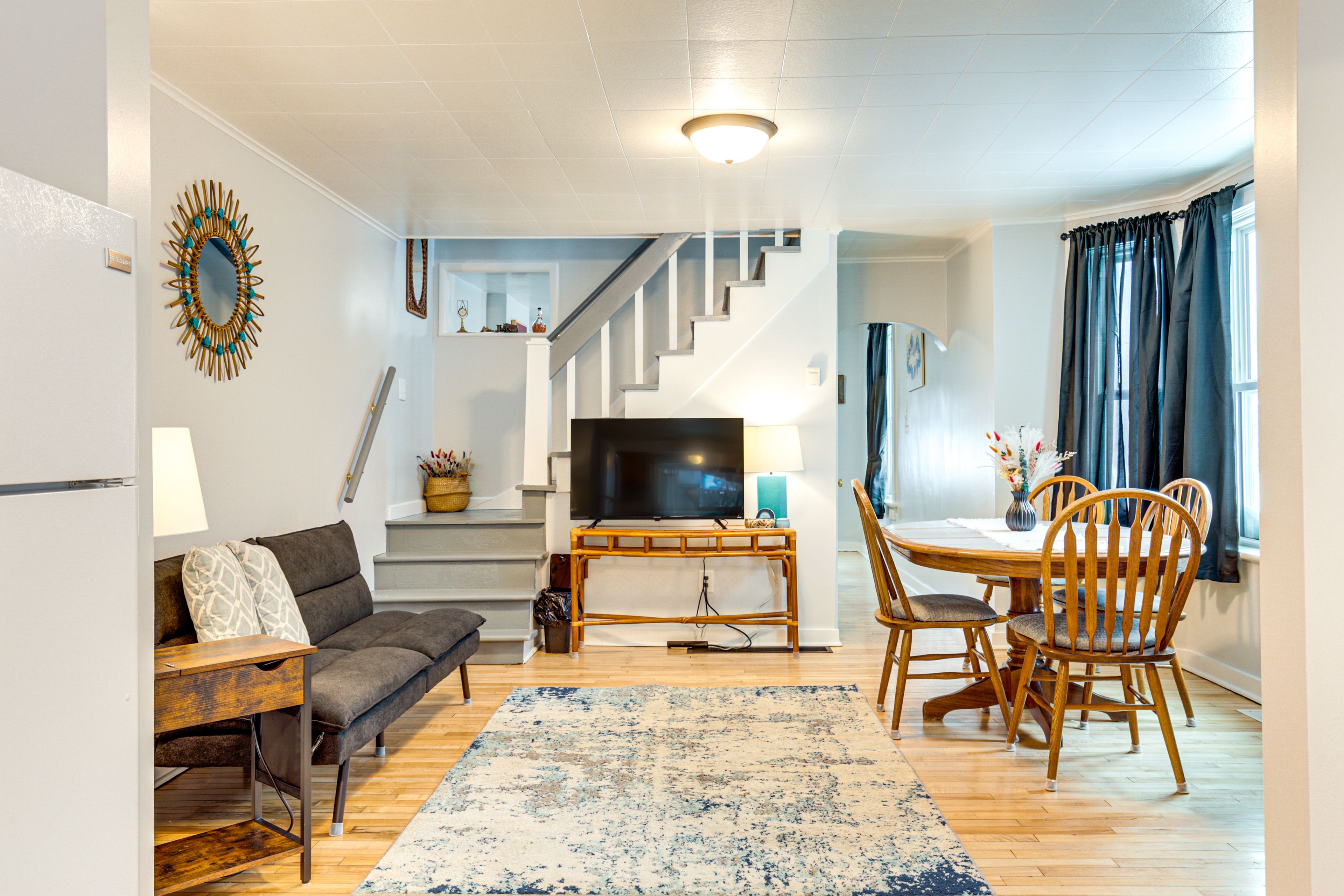 Living Room | 1st Floor | Full Futon | Central Heating | Wall A/C Unit