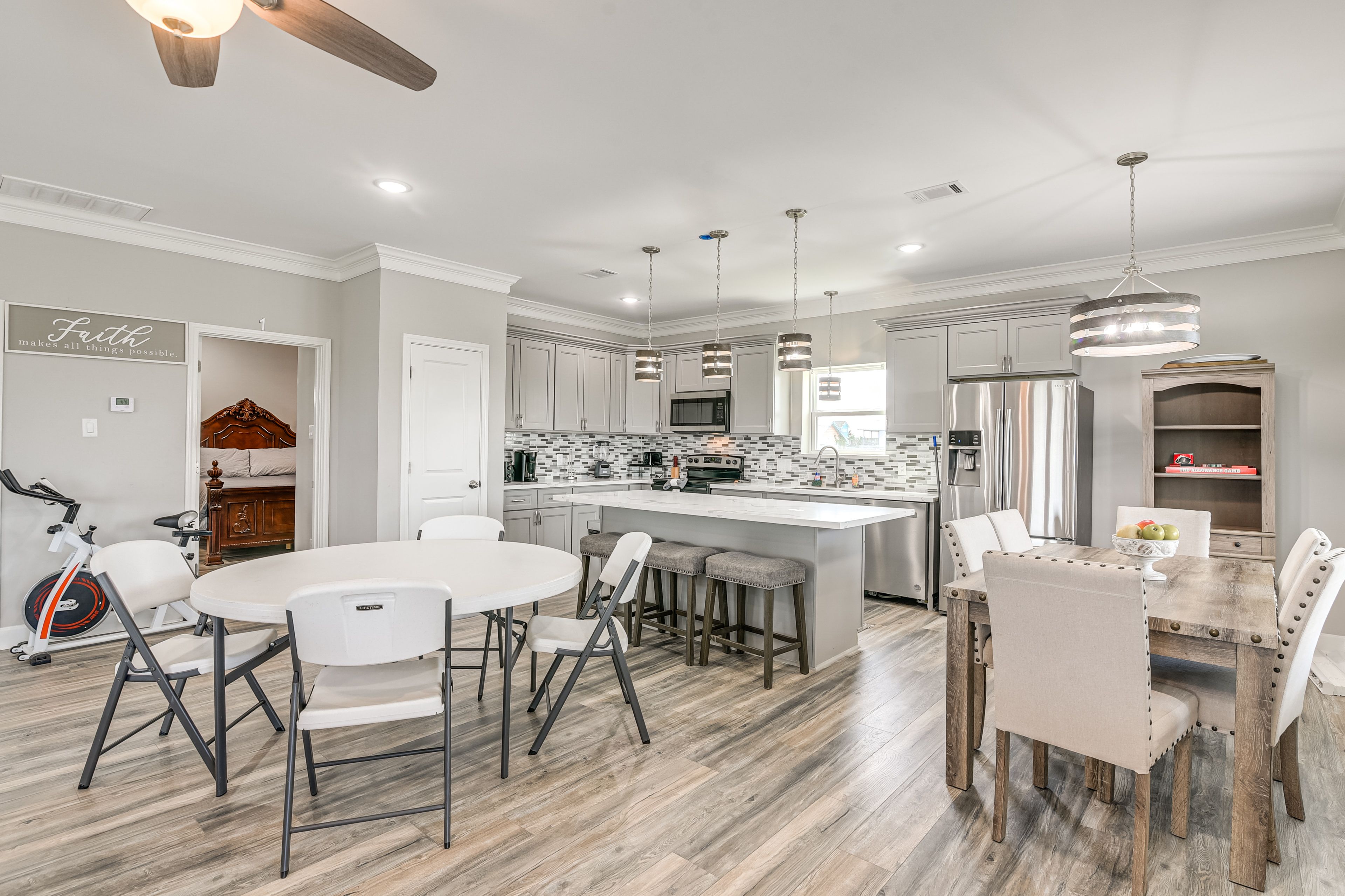 Dining Area | Dishware & Flatware | Central A/C & Heat | 1st Floor