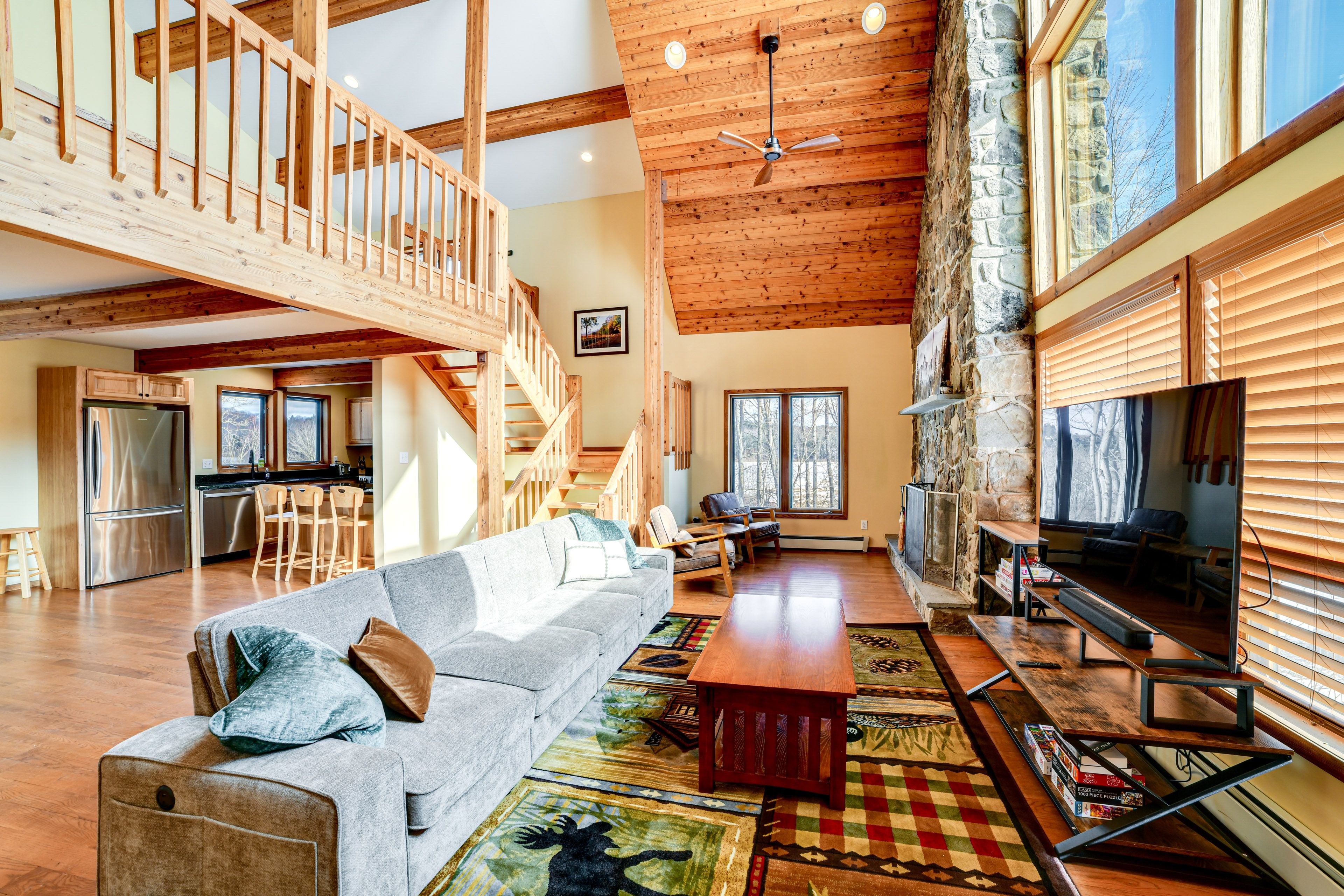 Living Room | 1st Floor | Smart TV | Wood-Burning Fireplace | Central A/C