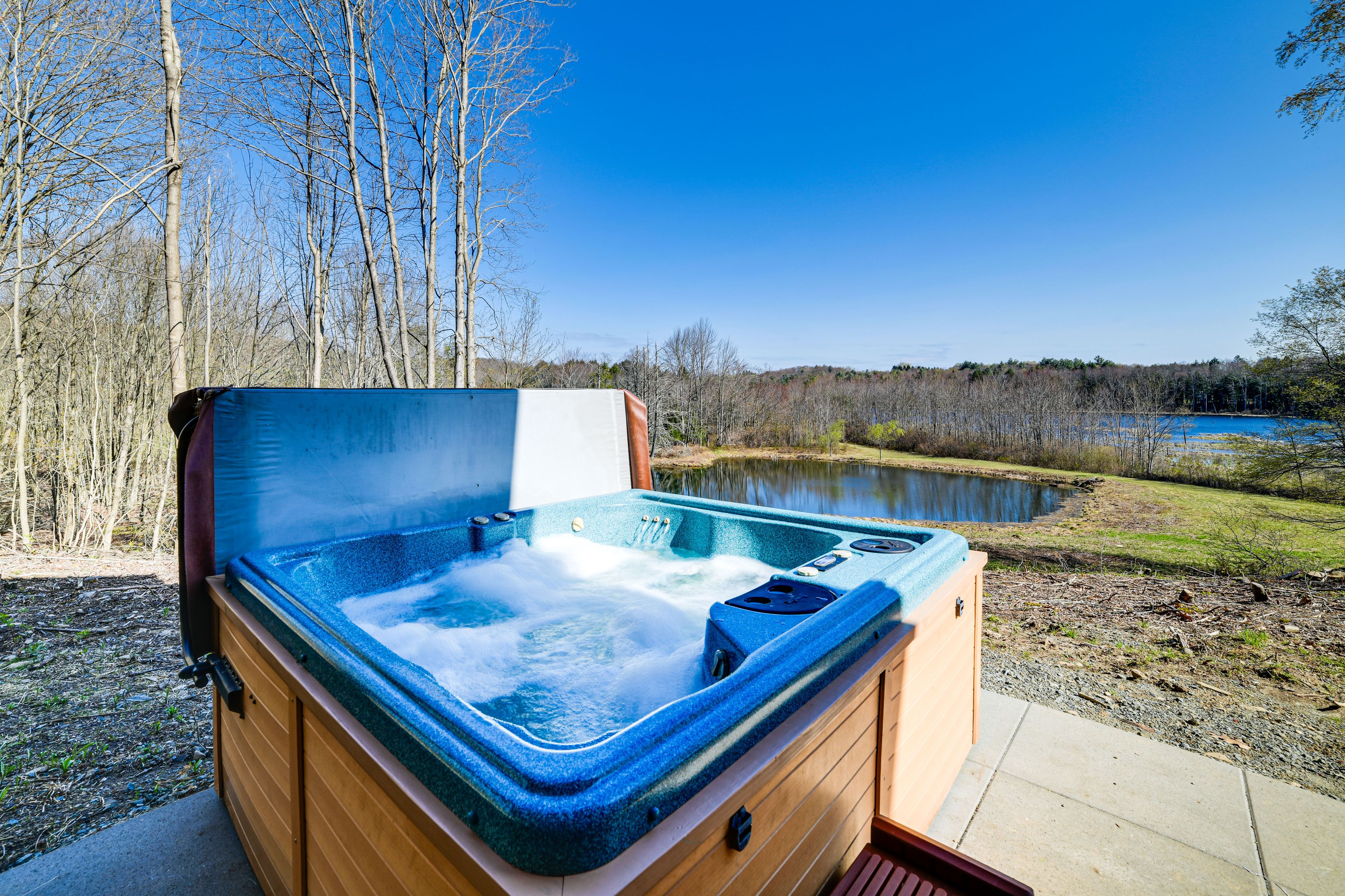 Private Hot Tub | 45-Acre Property | On-Site Pond | 3-Story Home