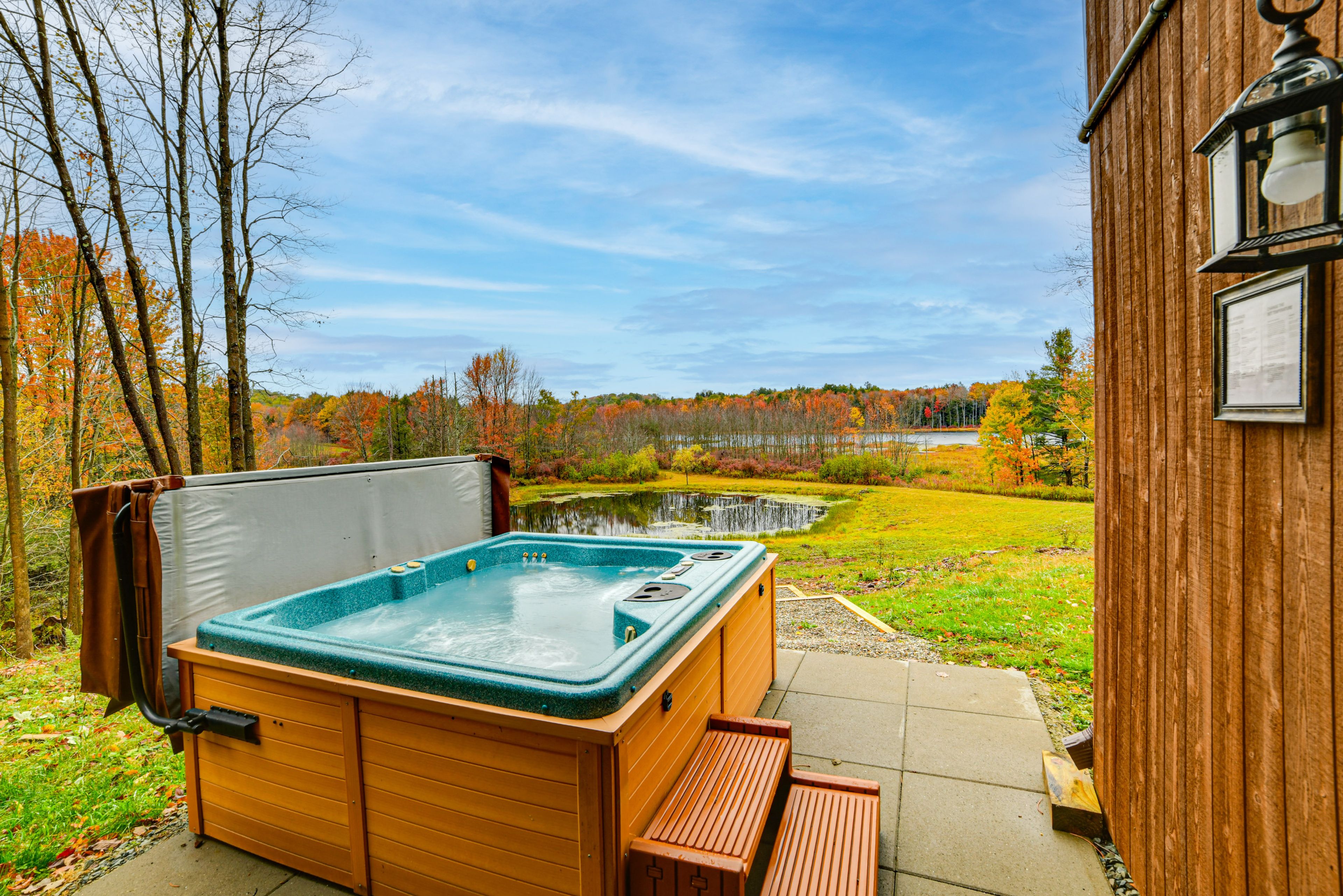 Private Hot Tub | 45-Acre Property | On-Site Pond | 3-Story Home