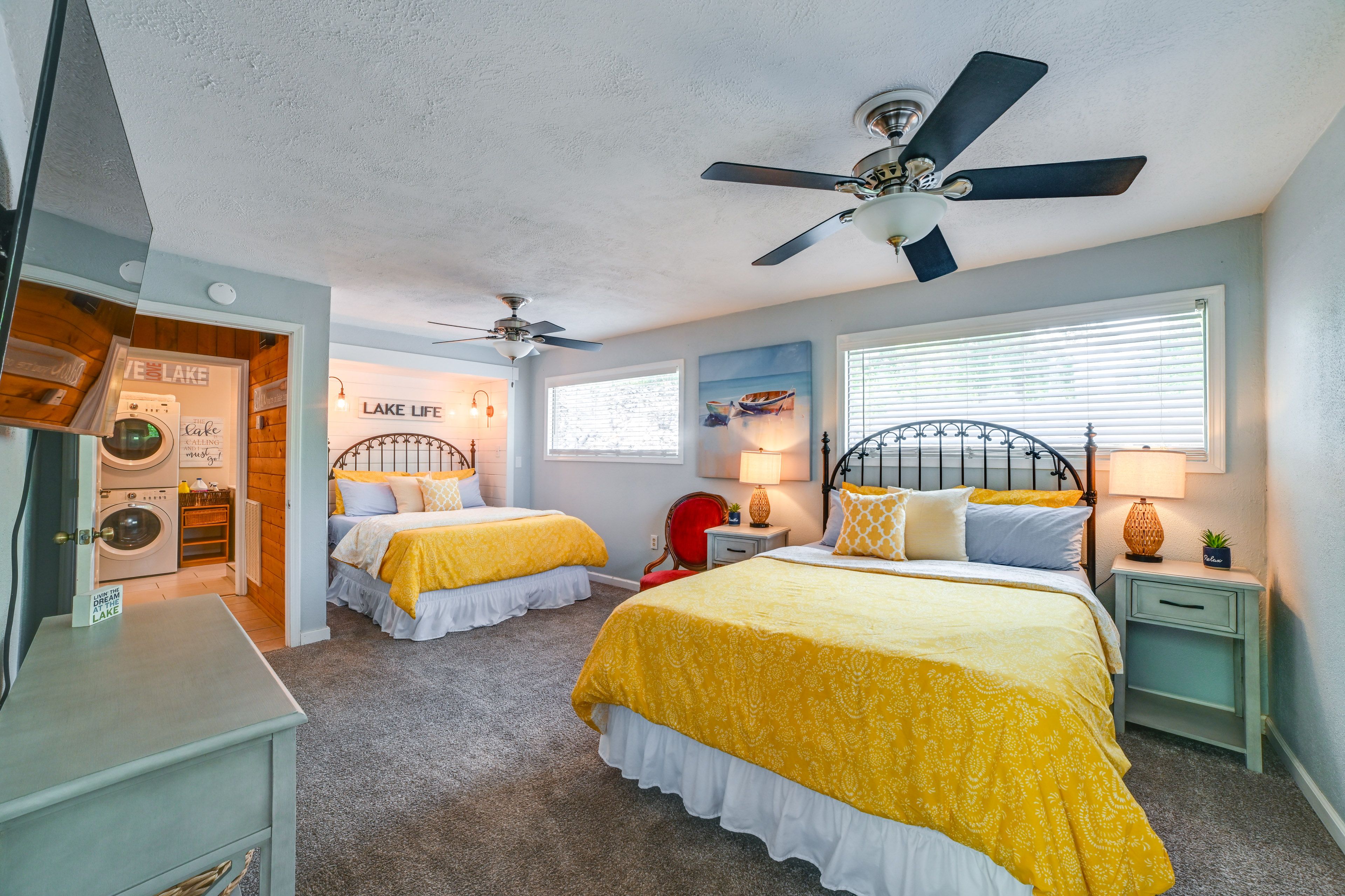 Chalet | Bedroom 1 | 2 Queen Beds | Linens Provided | Main Level