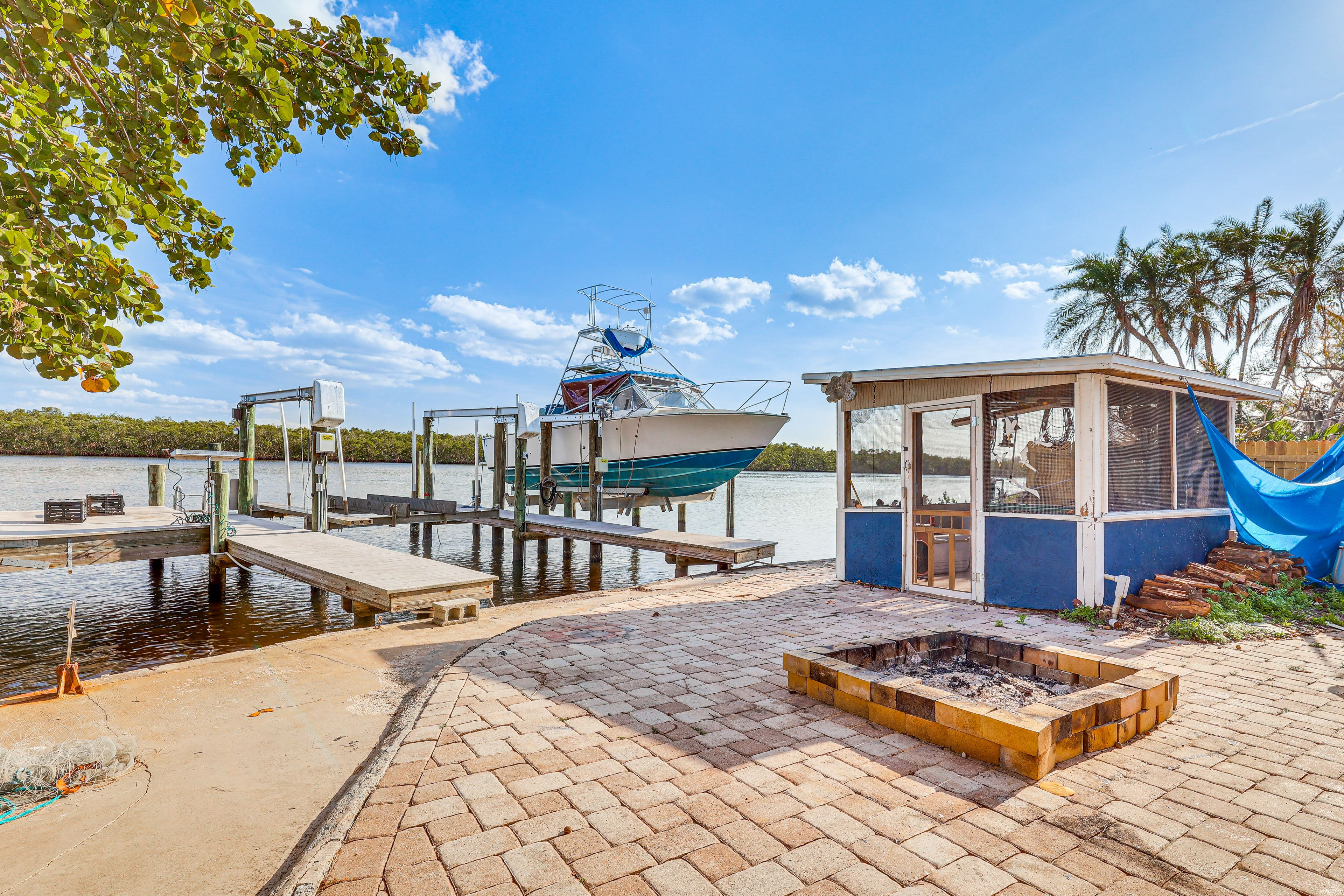 Patio | Private Boat Dock & Slip | Boat Not Available
