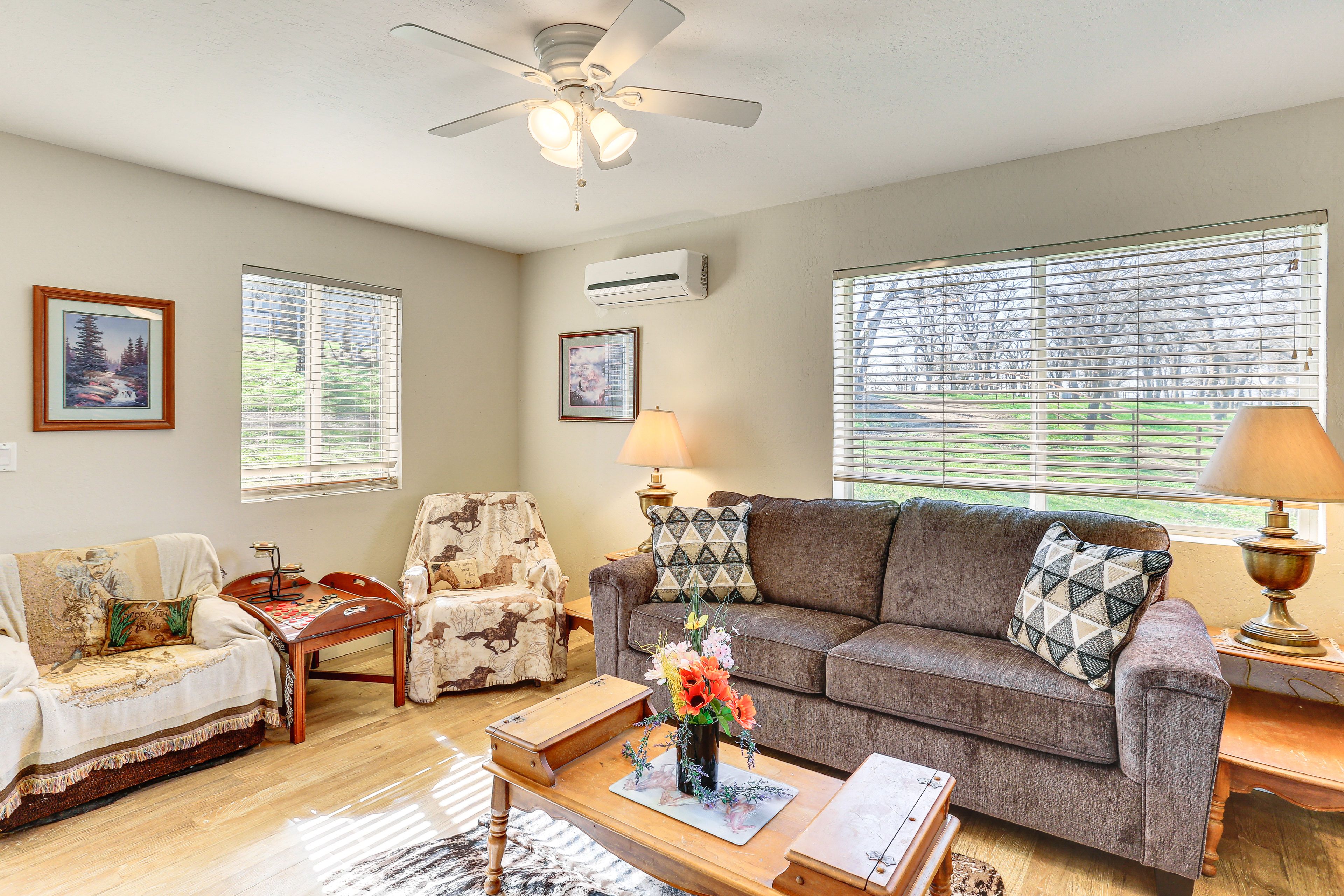 Living Room | Single-Story Cottage | Mini-Split A/C & Heat | Queen Sleeper Sofa