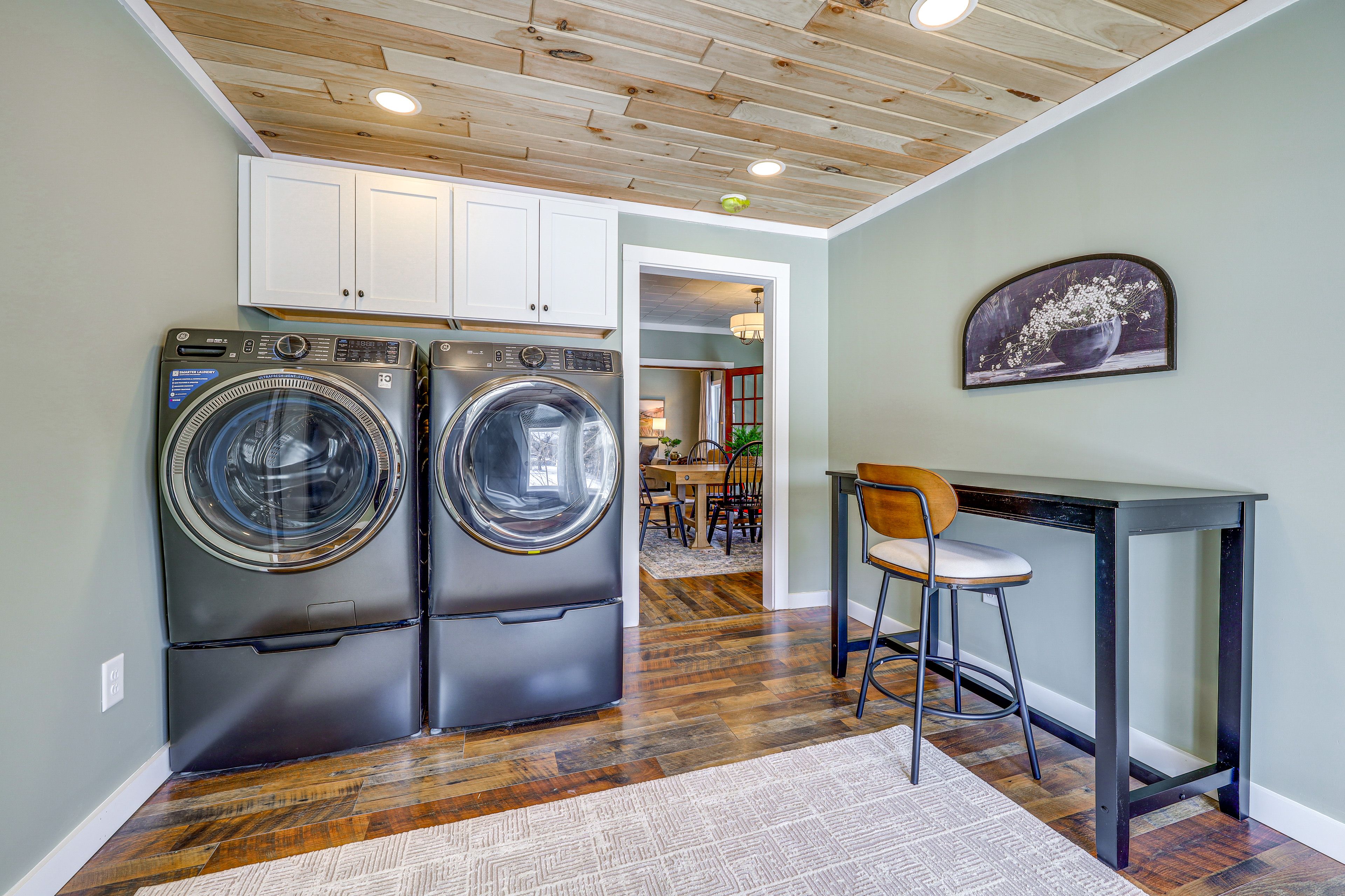 Laundry Room | Washer & Dryer | Bar Seating | 1st Floor