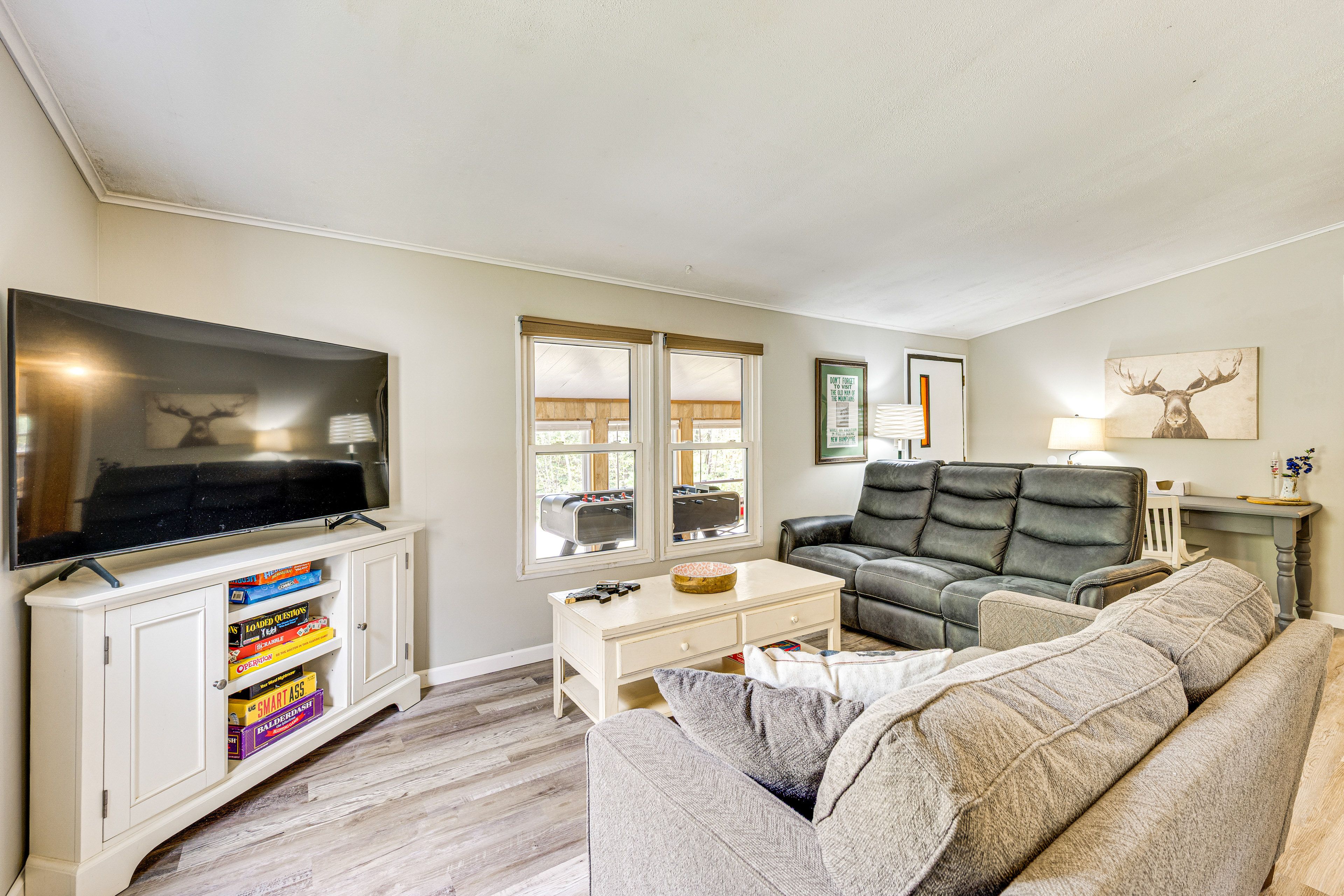 Living Room | Laptop-Friendly Workspace | Window A/C & Heating Units