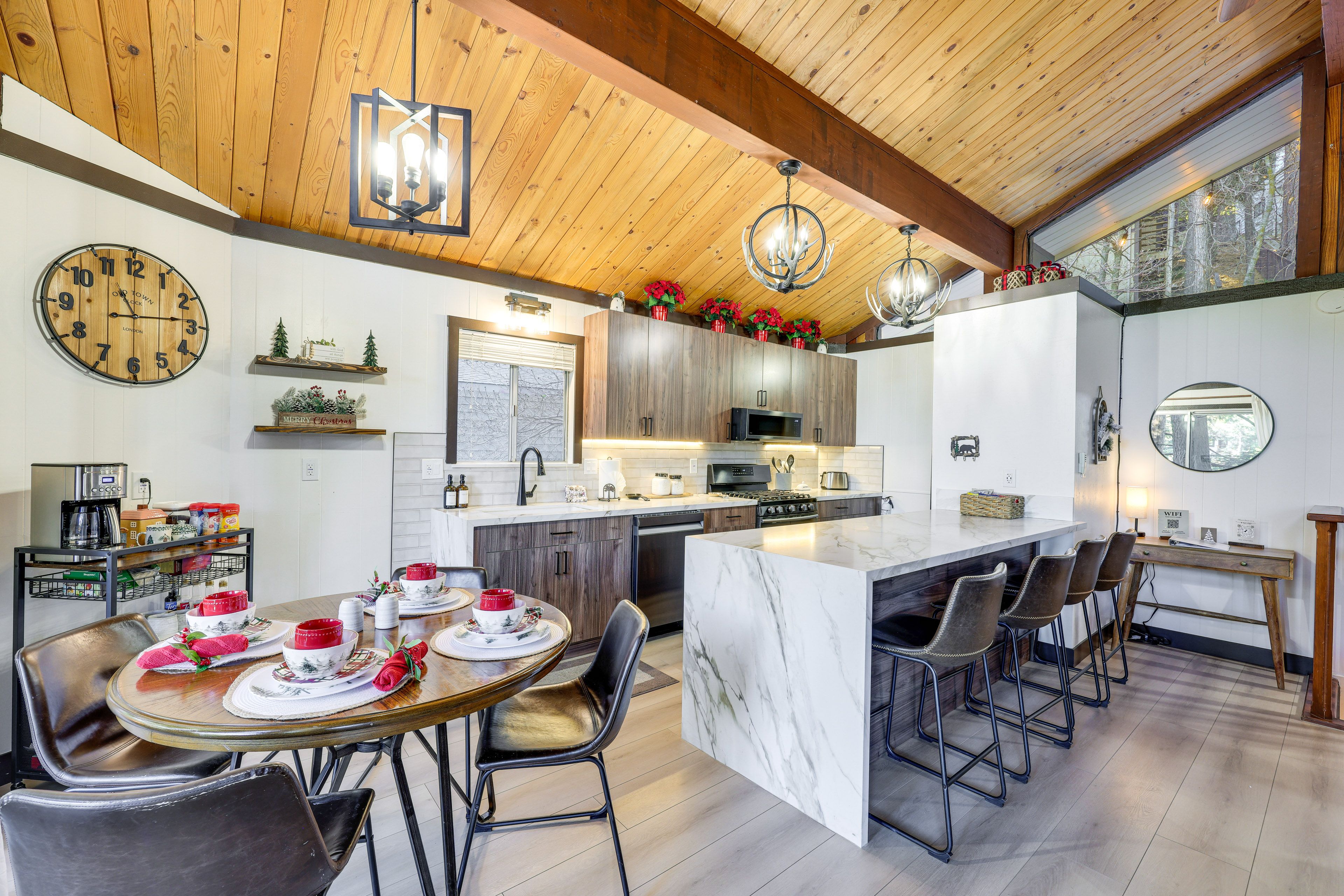 Kitchen & Dining Room | 2-Story Cabin | Main Level | Dishware & Flatware