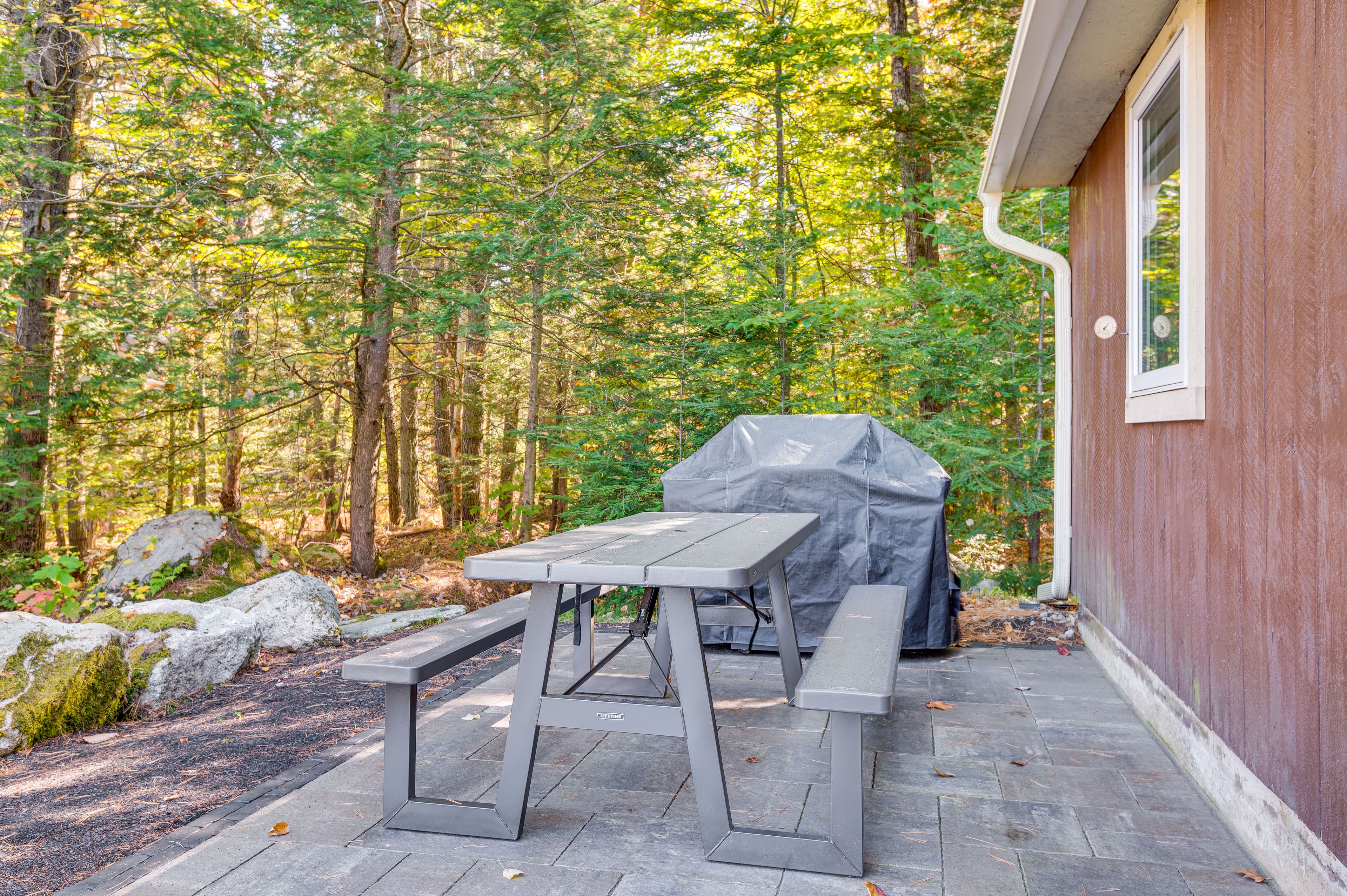 Patio | 2-Story Cabin | Keyless Entry