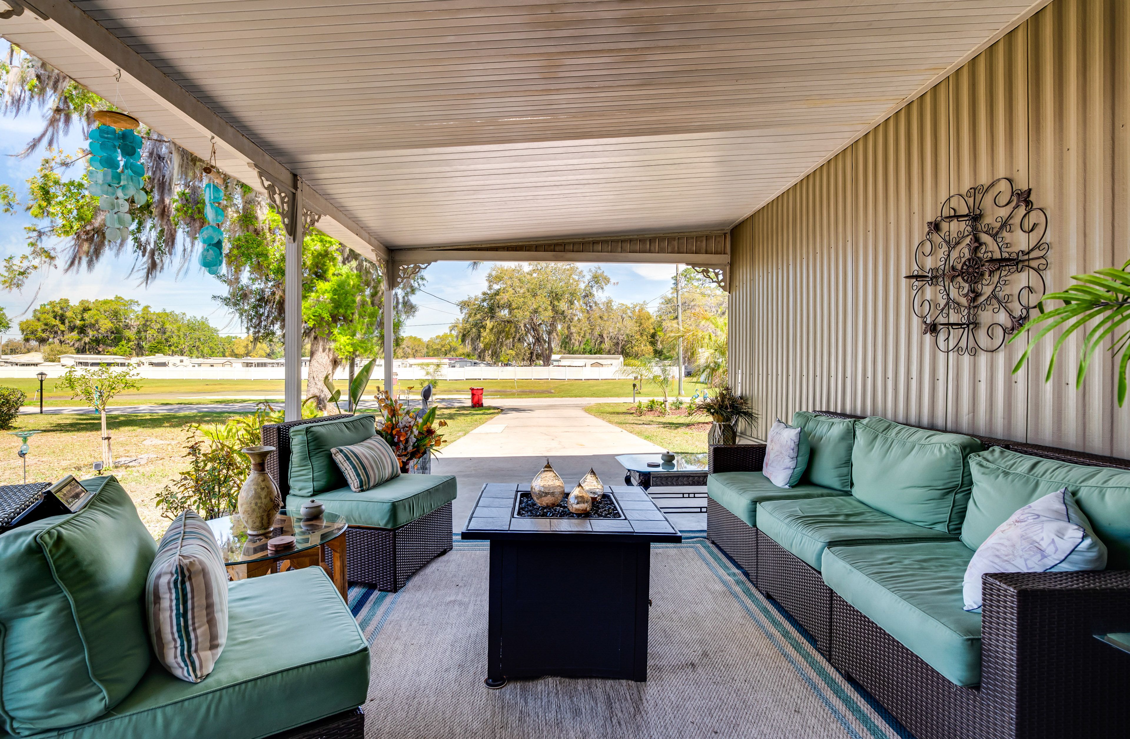 House Exterior | Covered Patio w/ Seating | Gas Fire Table
