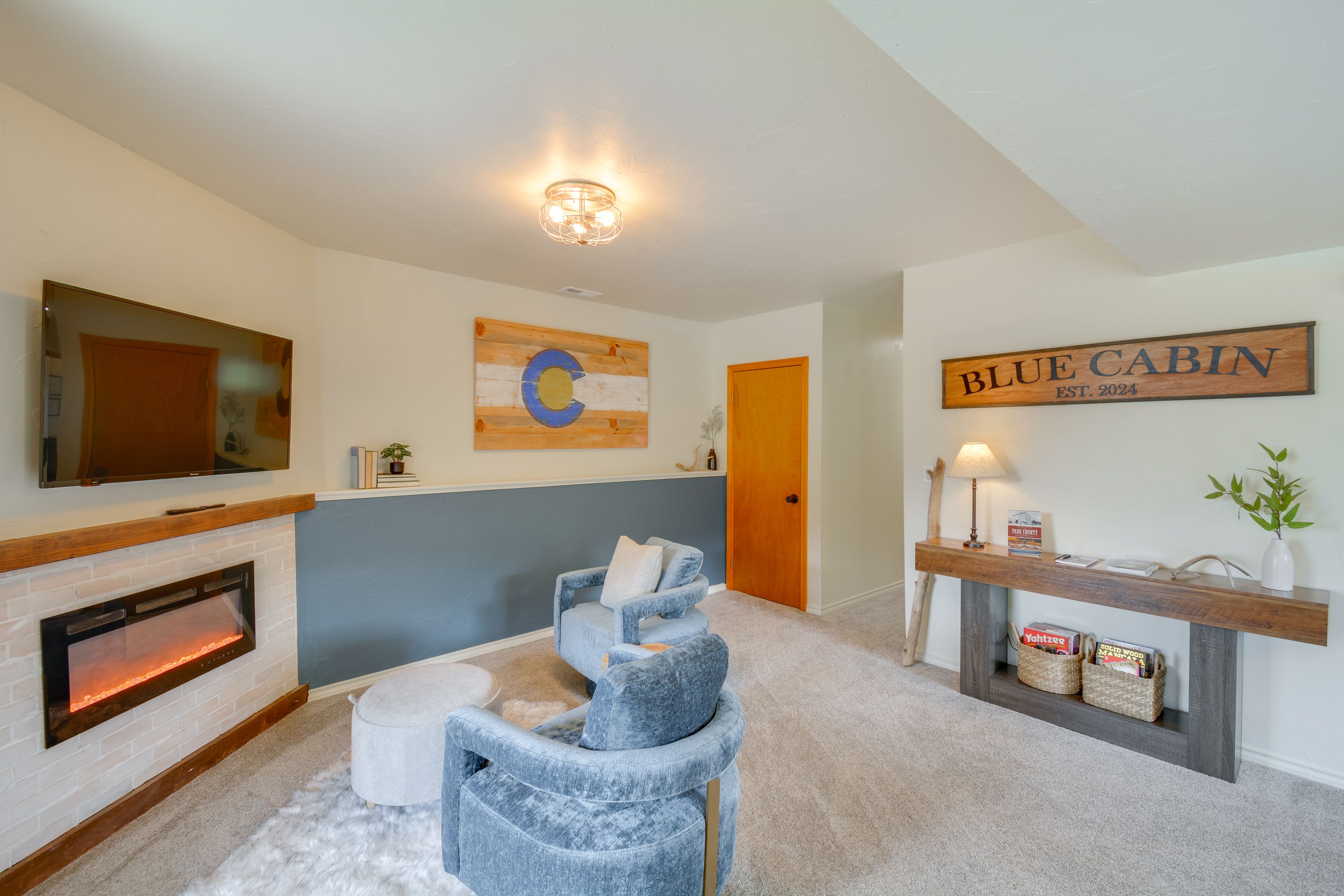 Lower Living Area | Electric Fireplace | Poker Table | Wet Bar | 1st Floor