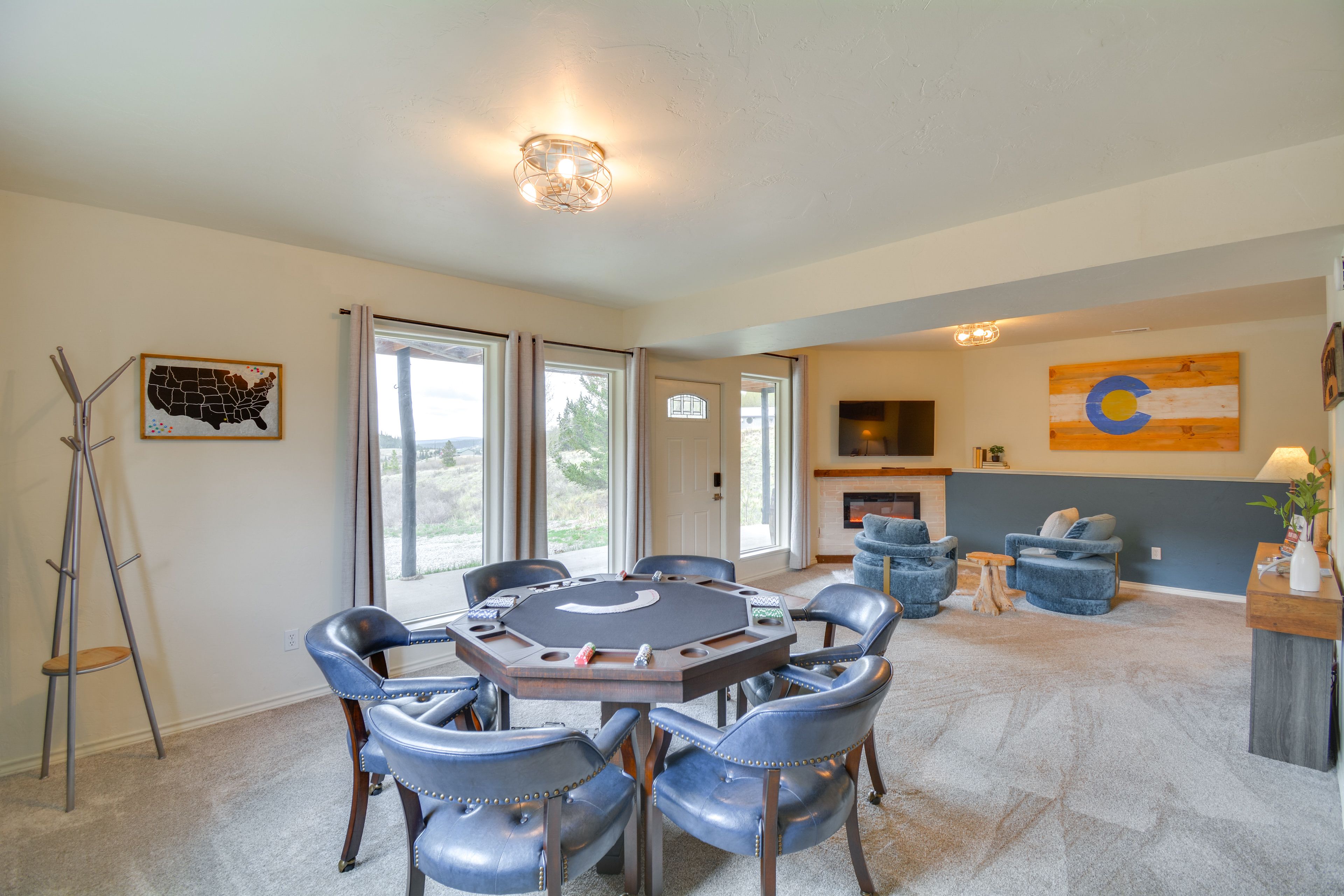 Lower Living Area | Electric Fireplace | Poker Table | Board Games