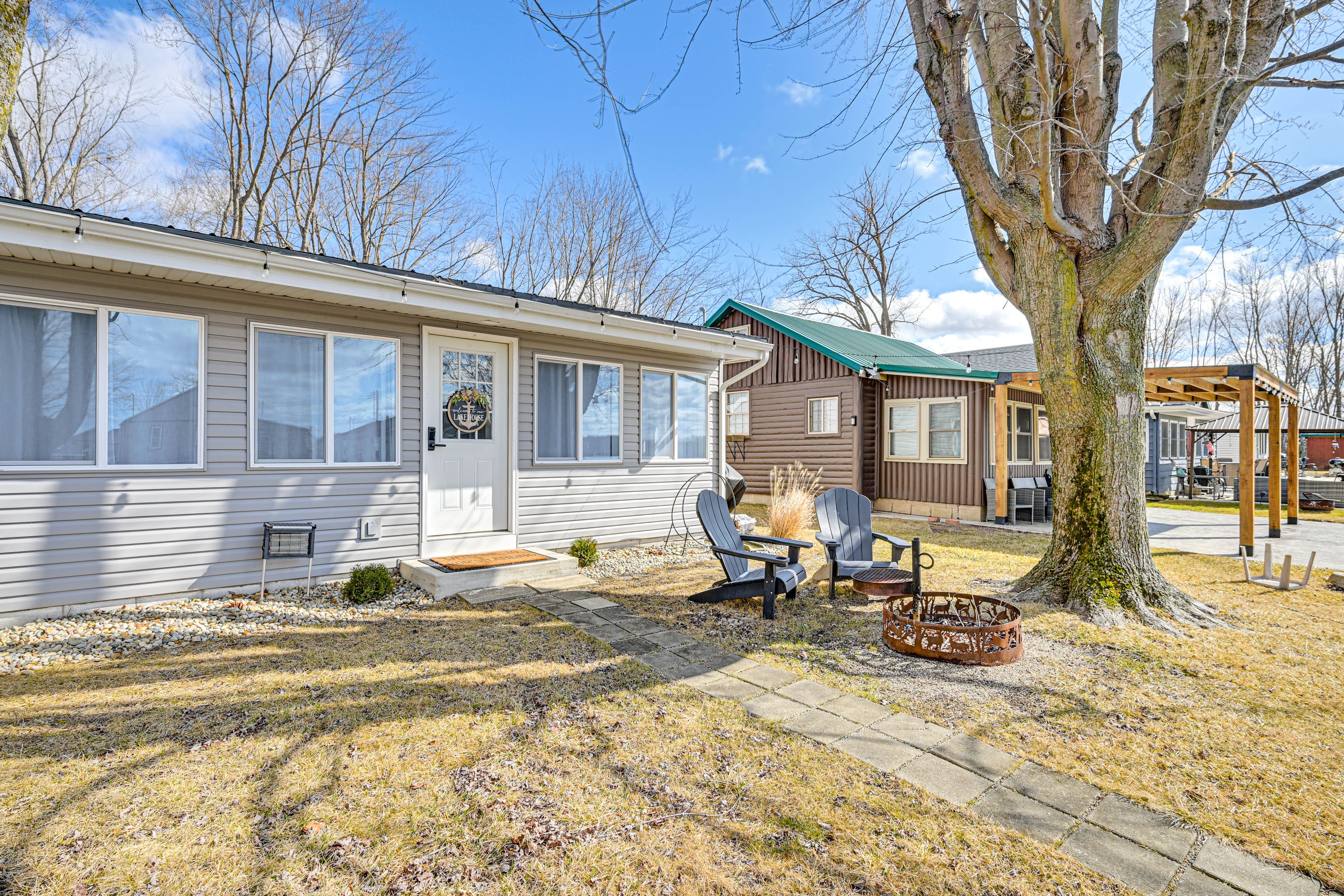 Property Exterior | Single-Story Home | Private Yard w/ Fire Pit