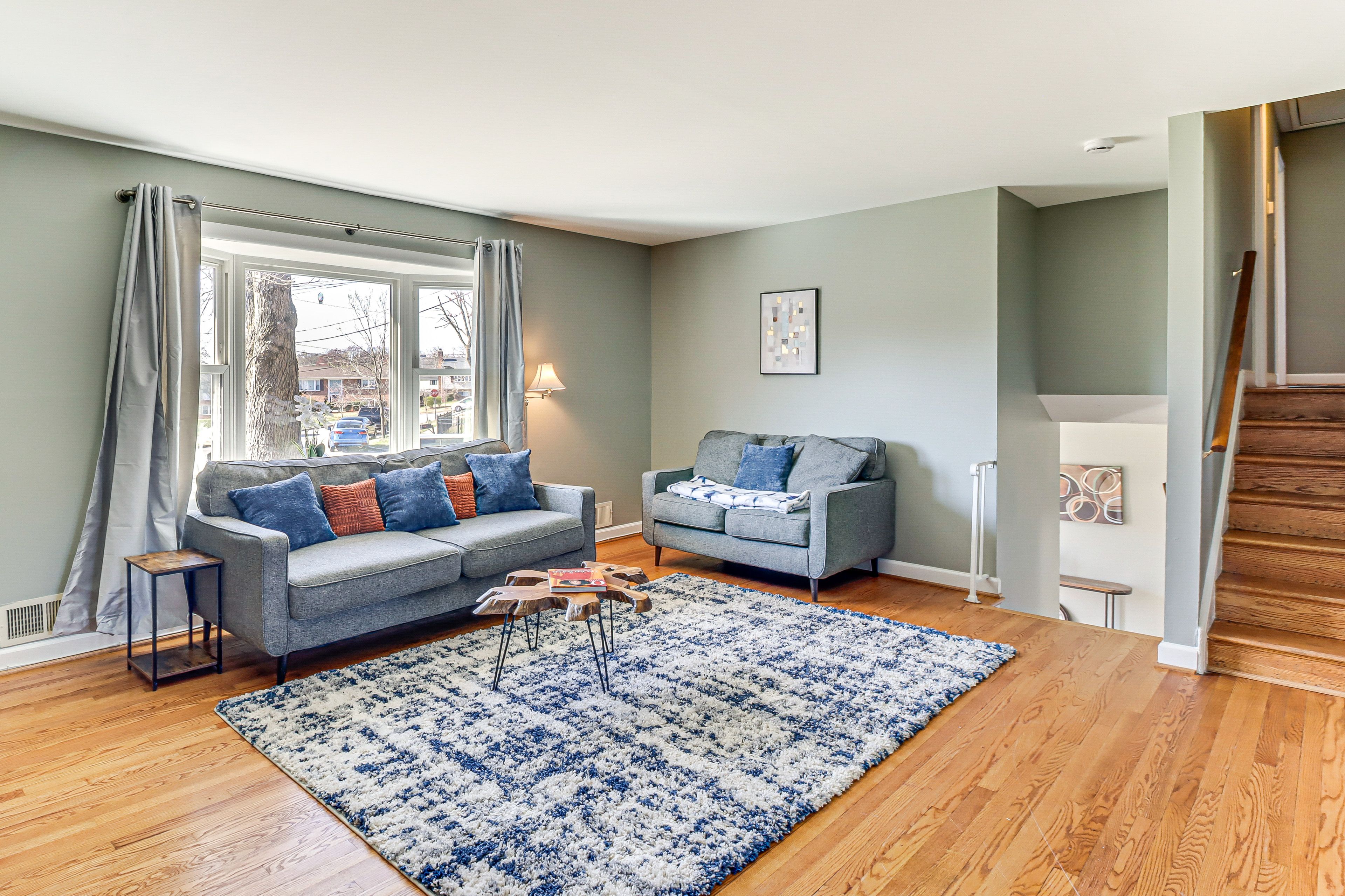 Living Room | Multi-Level Home | Central A/C & Heating | Flat-Screen TV