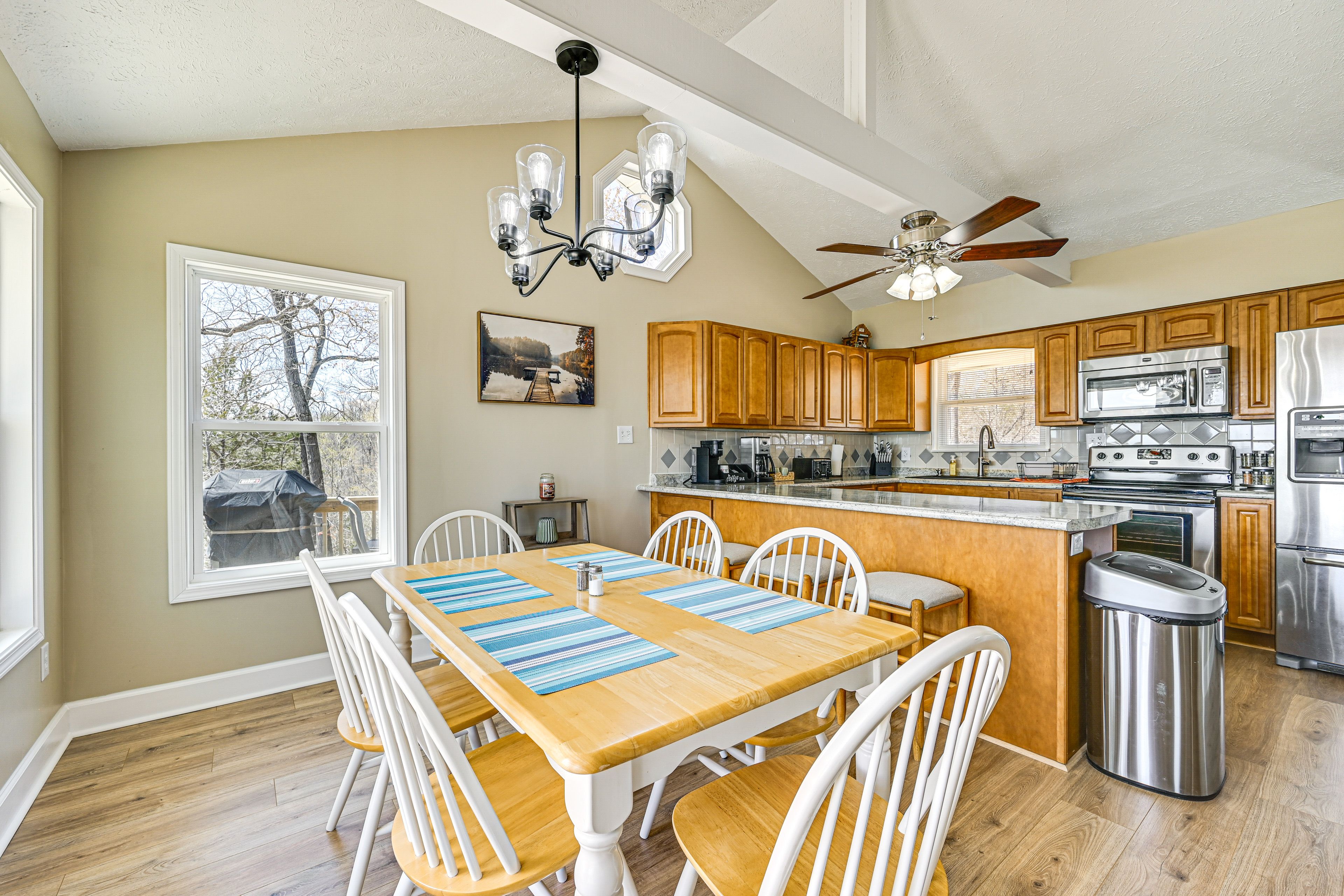Dining Area & Kitchen | Main Level | Drip Coffee Pot & Keurig | Toaster