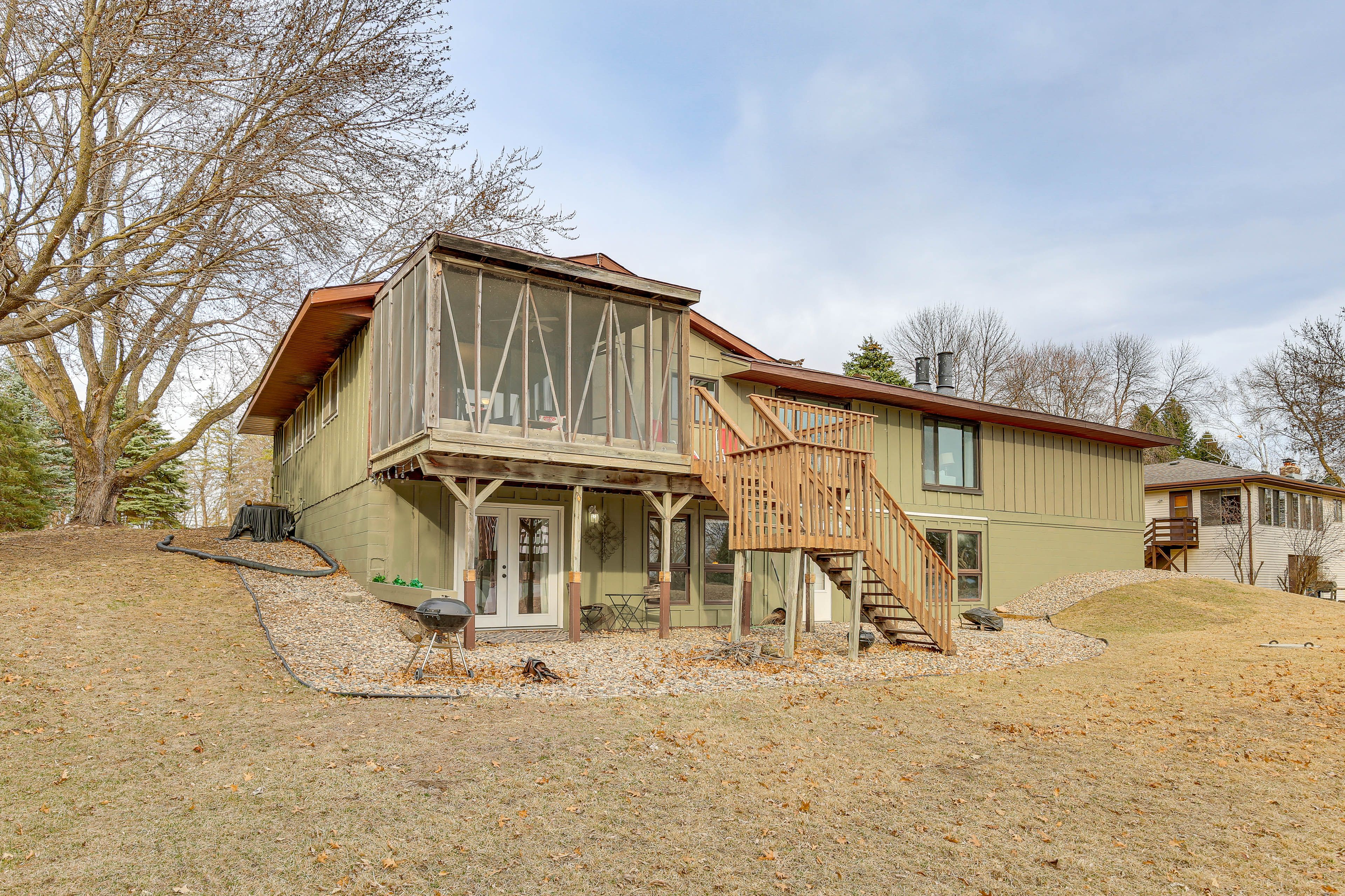 Back Exterior | Lake & Sunset Views | Screened Porch | Fire Pit
