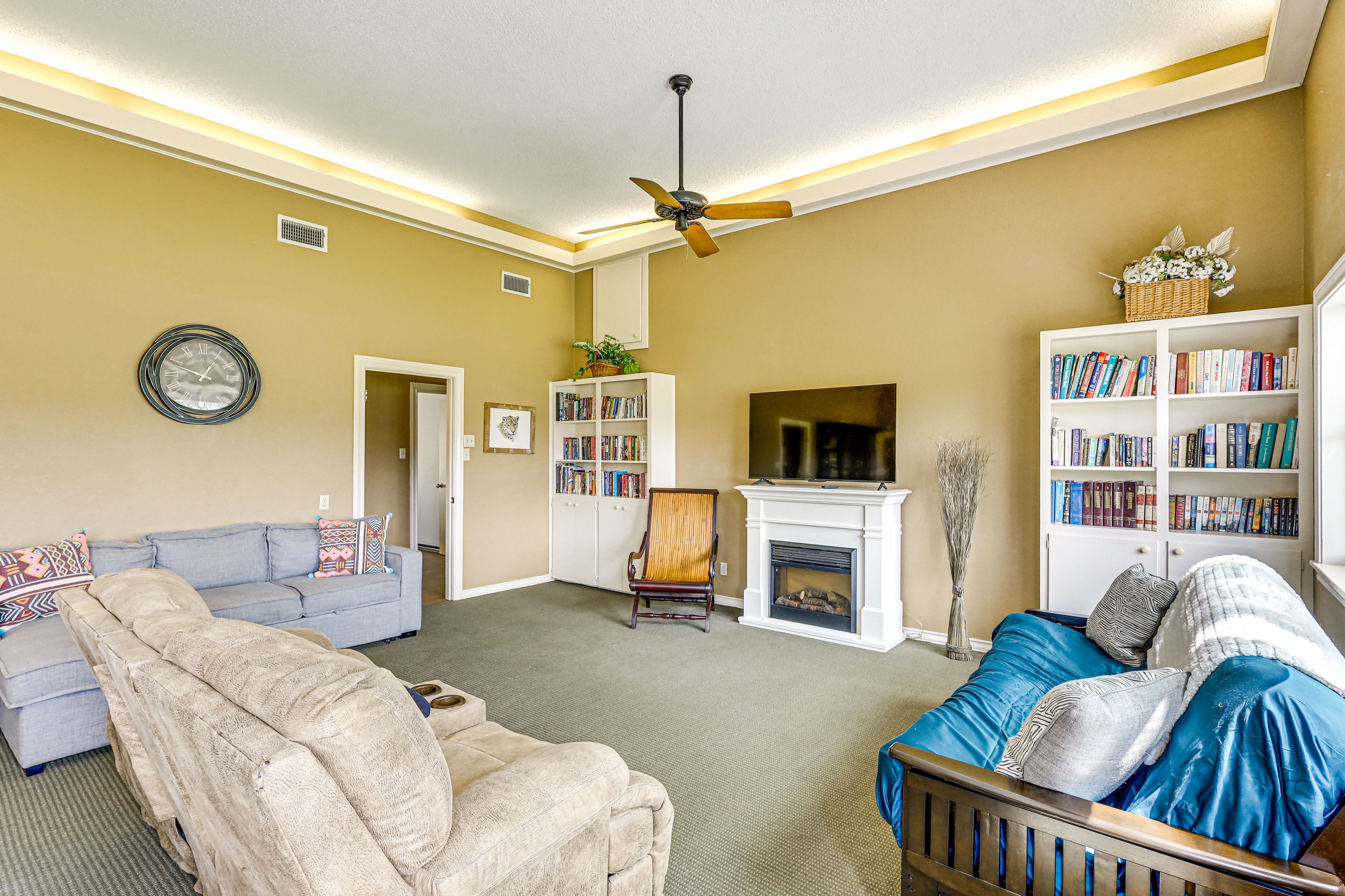 Living Room | Queen Sleeper Sofa | Queen Futon | Smart TV | Electric Fireplace