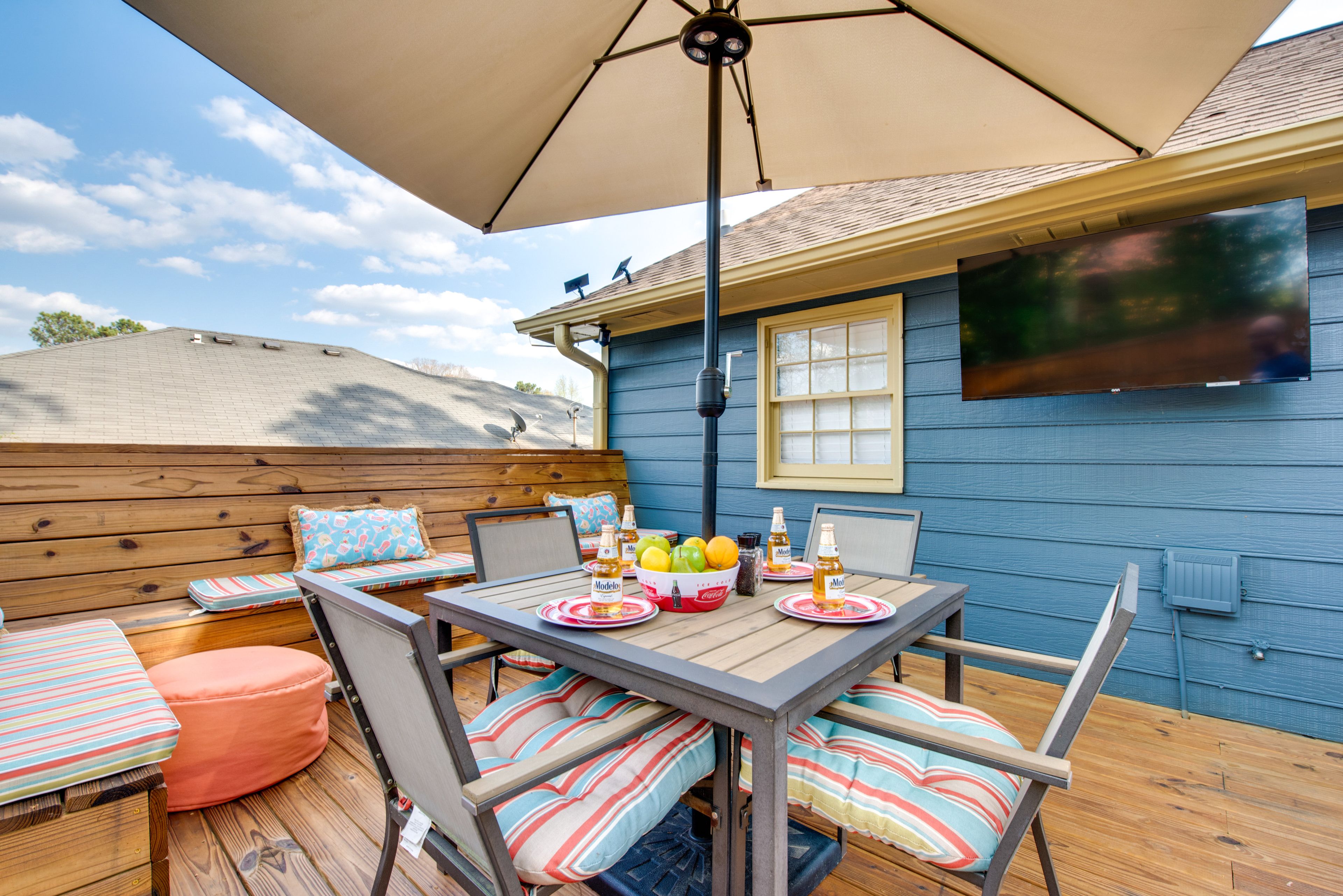 Furnished Deck | Dining Area | Flat-Screen TV | Grill