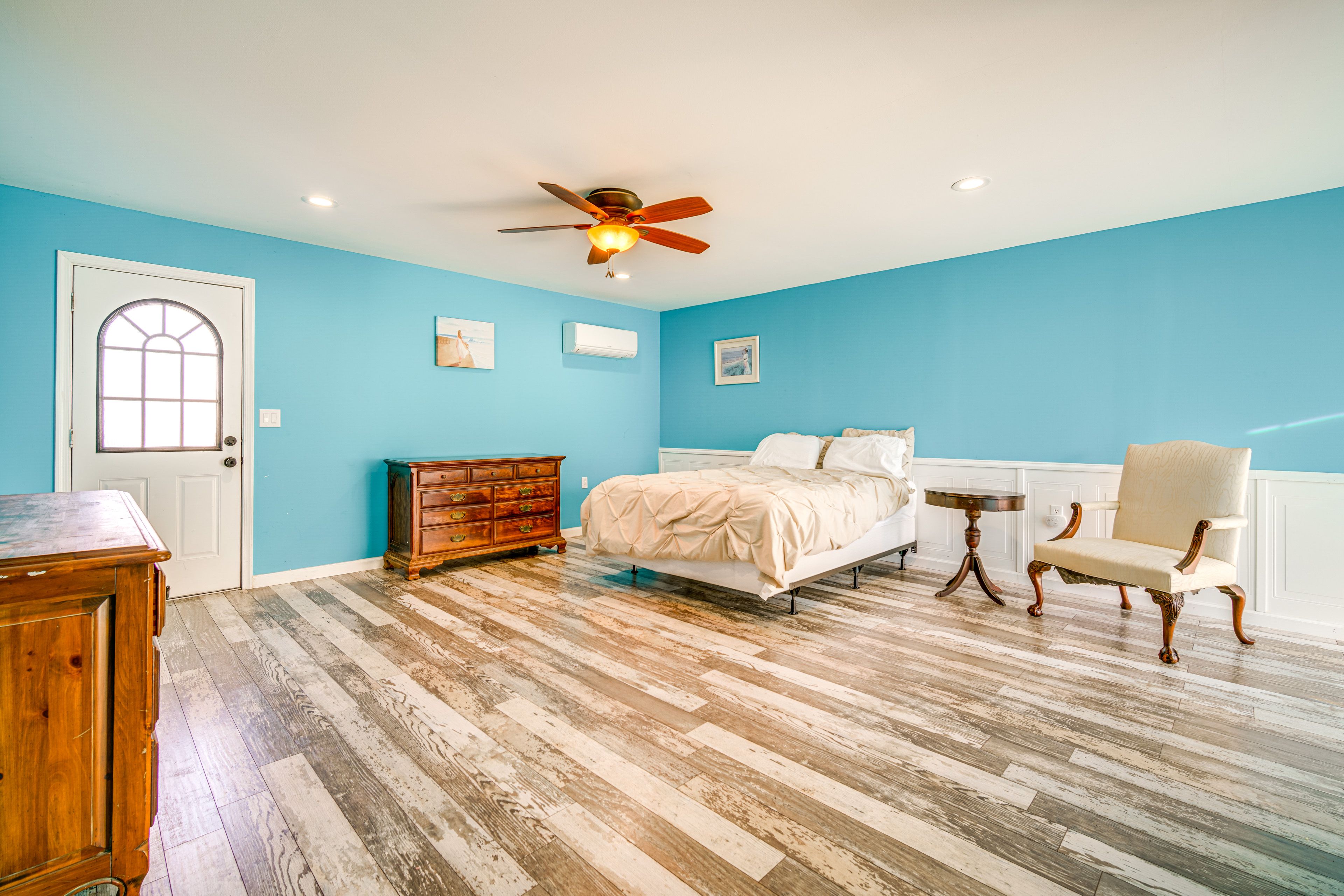 Bedroom 1 | Queen Bed | Lower Level | Linens Provided | Mini-Split Heating & A/C
