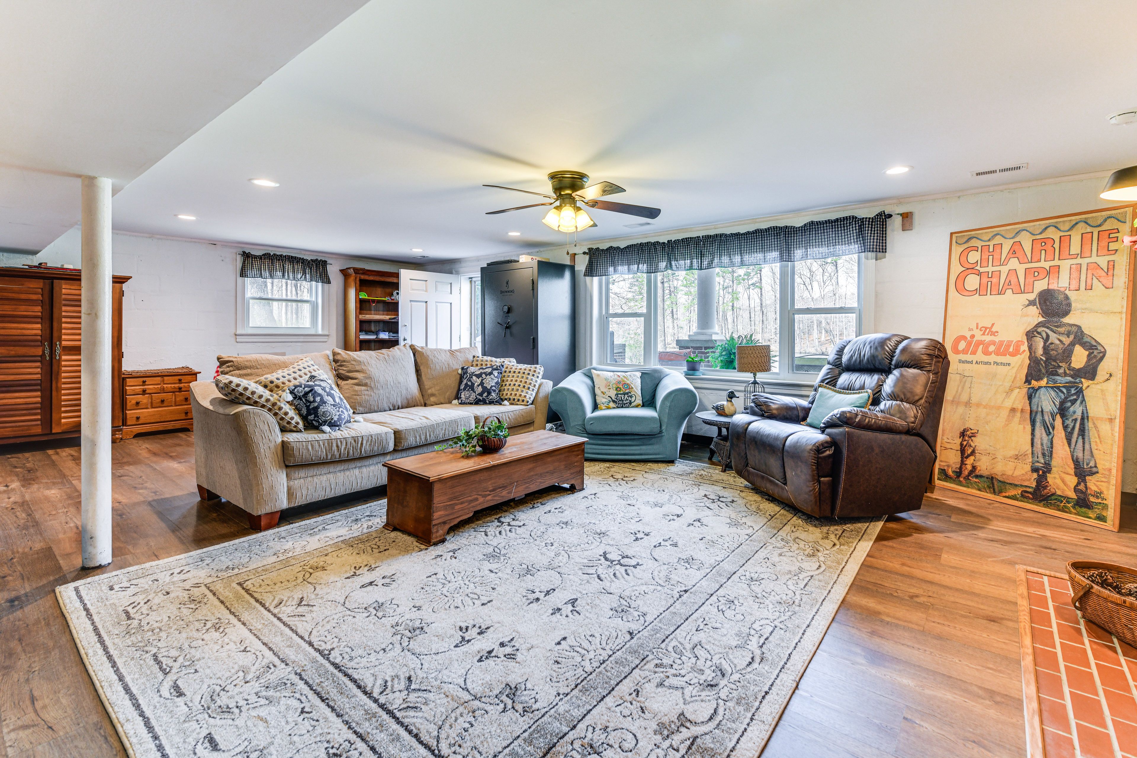 Basement Living Area | Flat-Screen TV | Fireplace