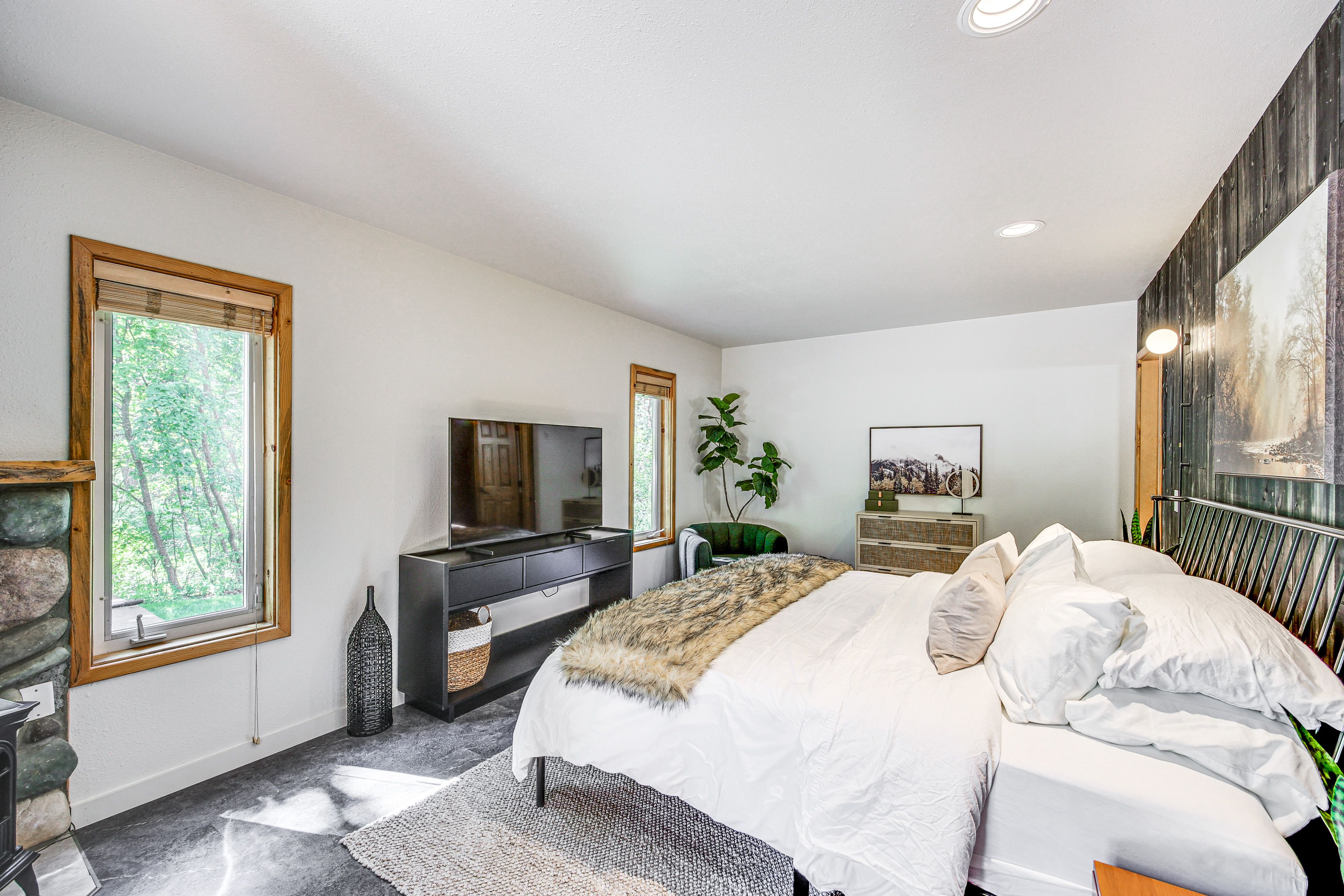 Bedroom Suite 1 | King Bed | Decorative Wood-Burning Stove | 1st Floor
