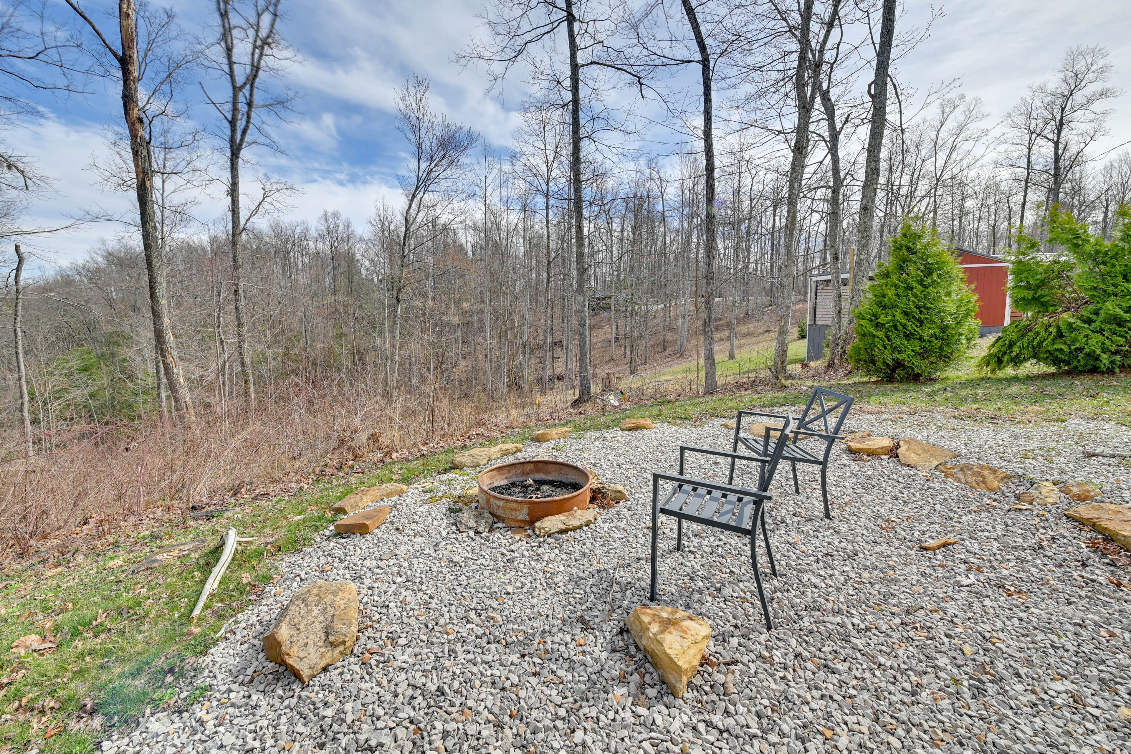 Property Exterior | Fire Pit | Charcoal Grill | Single-Story Cabin